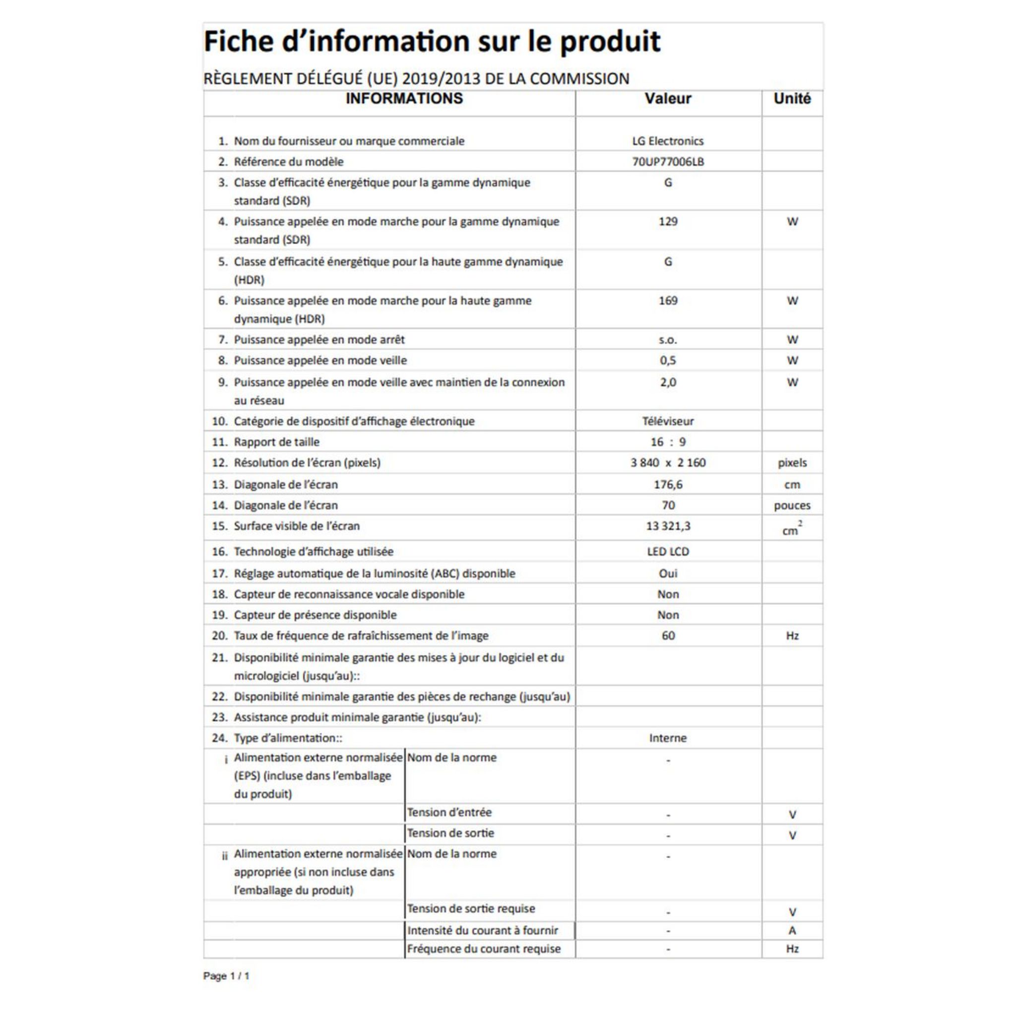 Voir la diapositive 6 : LG TV LED 70UP7700 UHD 177 cm Smart TV