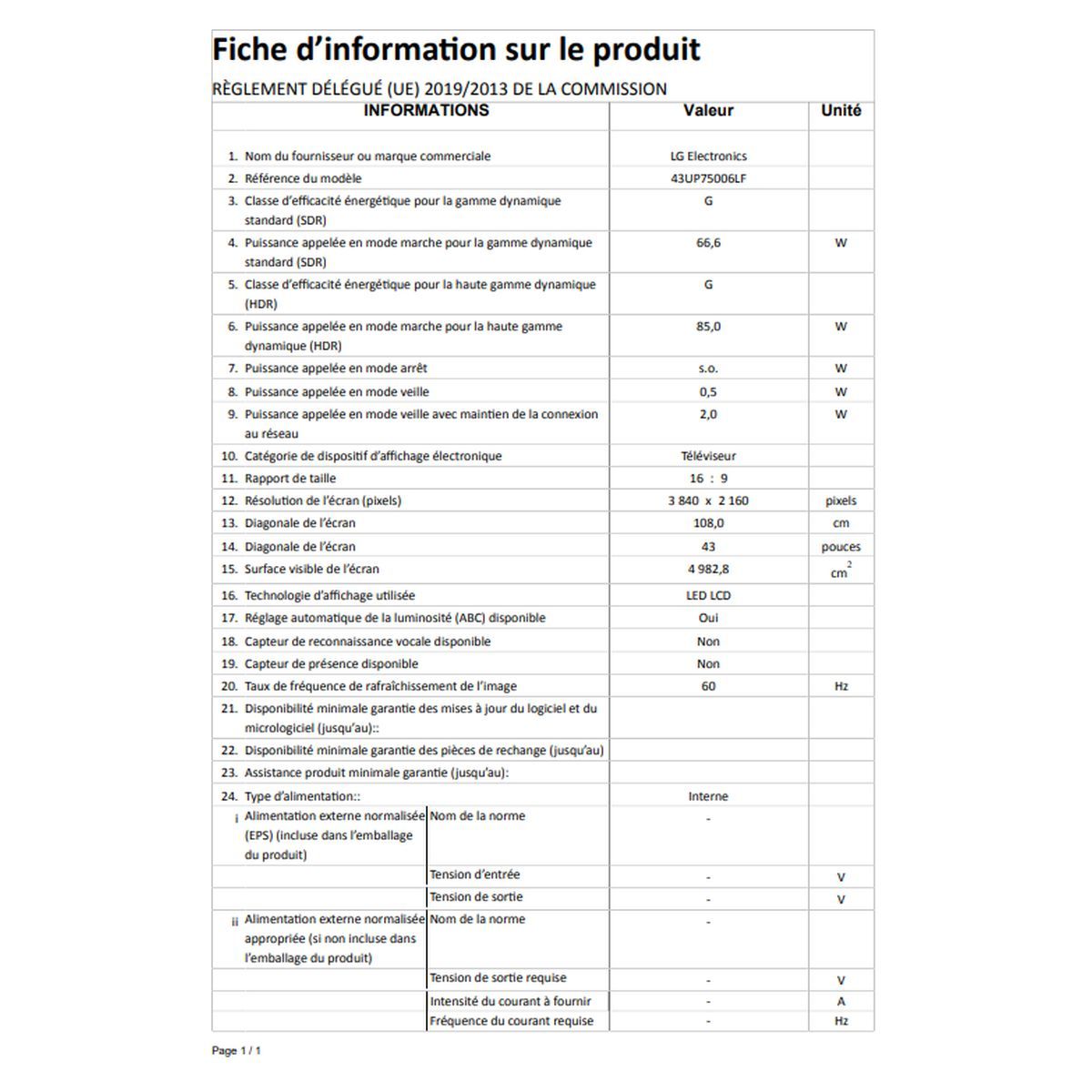 LG 43UP7500 TV LED 4K UHD 108 cm Smart TV 