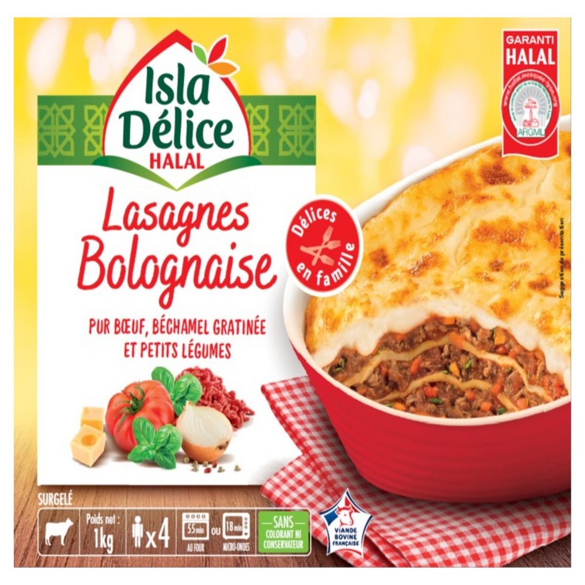 ISLA DELICE Lasagnes bolognaise halal 4 portions 1kg