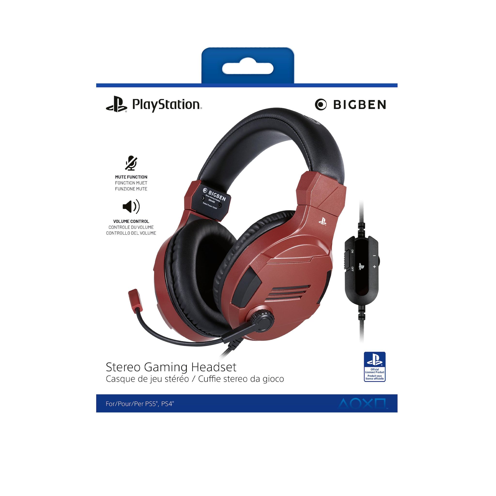 BIGBEN Casque gaming filaire V3 rouge PS4