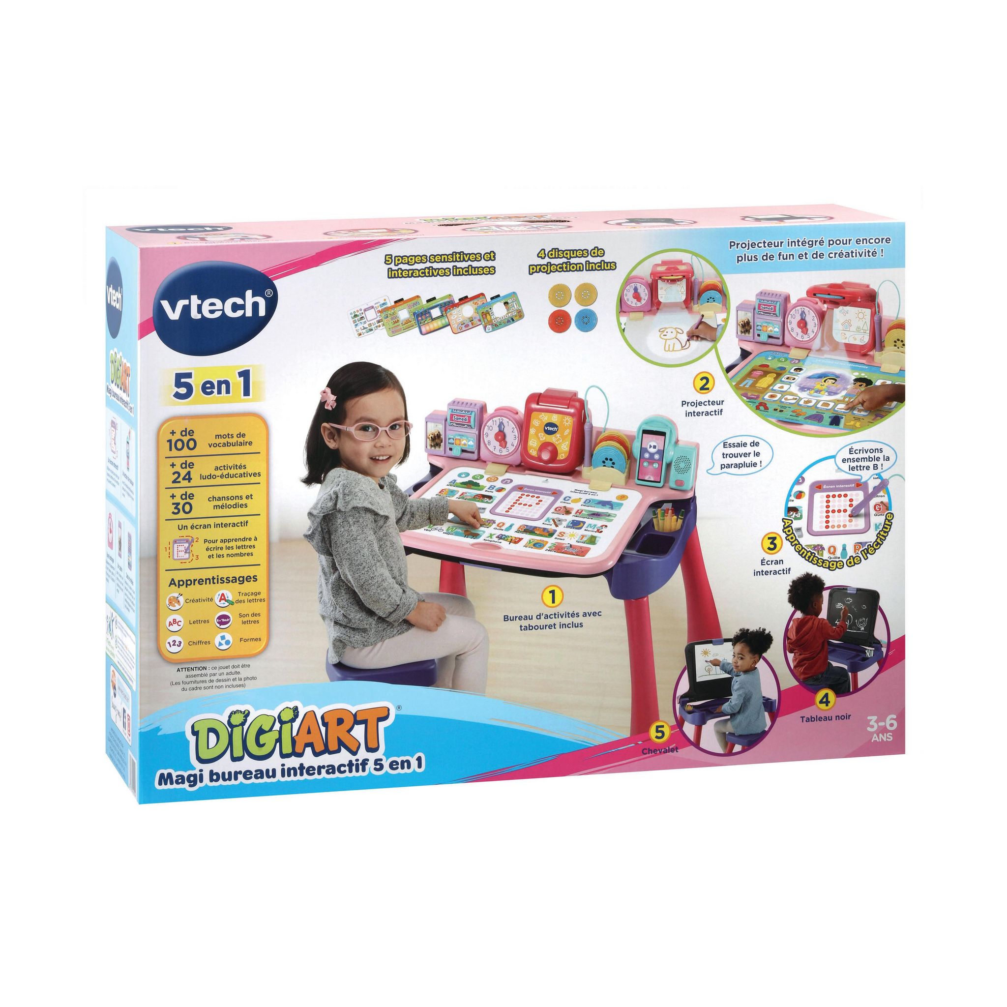 Voir la diapositive 2 : VTECH Magi Bureau interactif 5 en 1 Rose