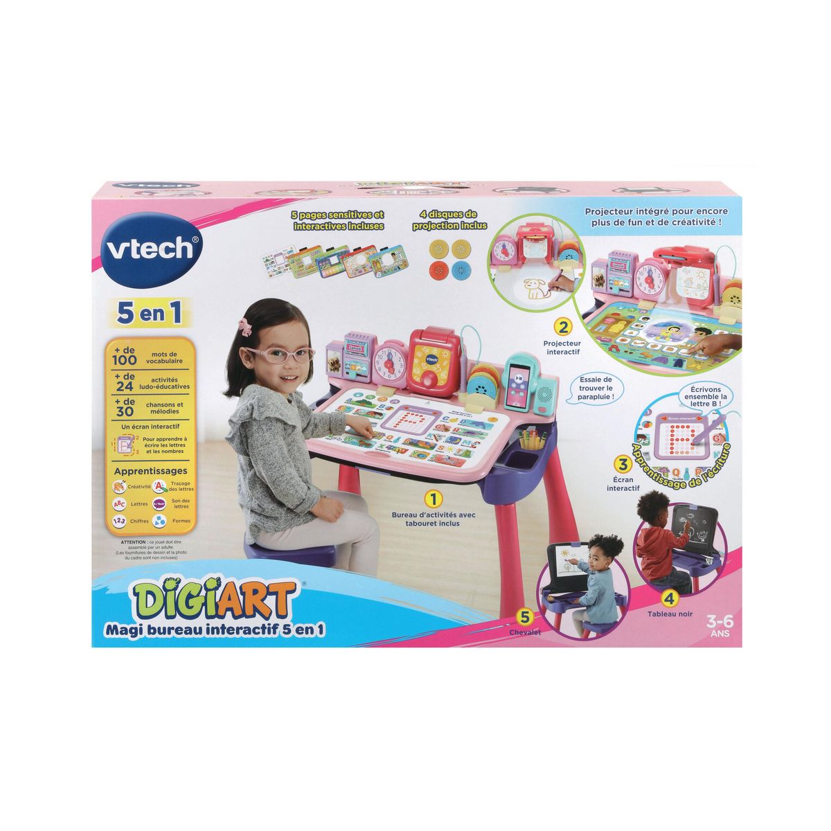 VTECH Magi Bureau interactif 5 en 1 Rose