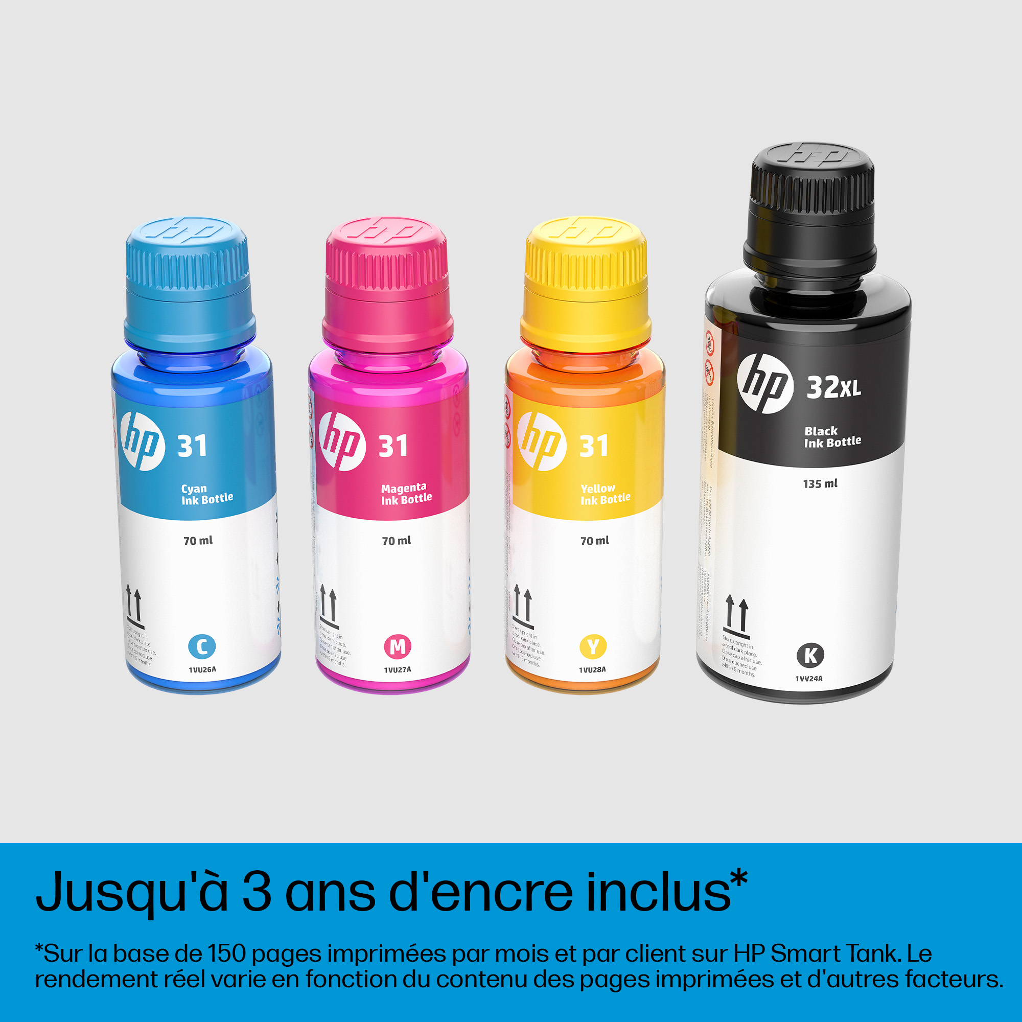 Voir la diapositive 5 : HP Bouteille d'encre HP 31 Magenta Authentique 70 ml (1VU27AE)
