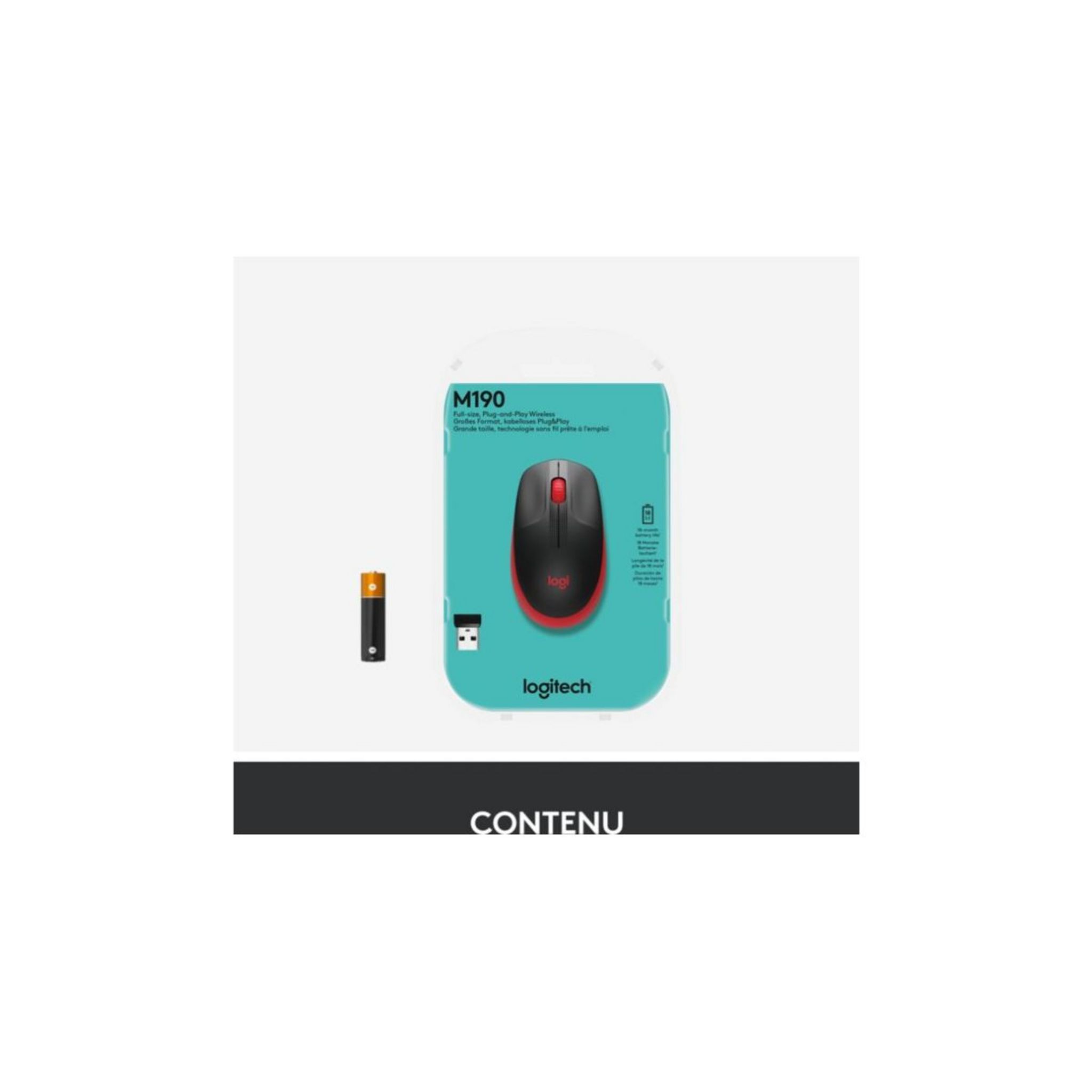 Voir la diapositive 2 : LOGITECH Souris SF M190 - Rouge