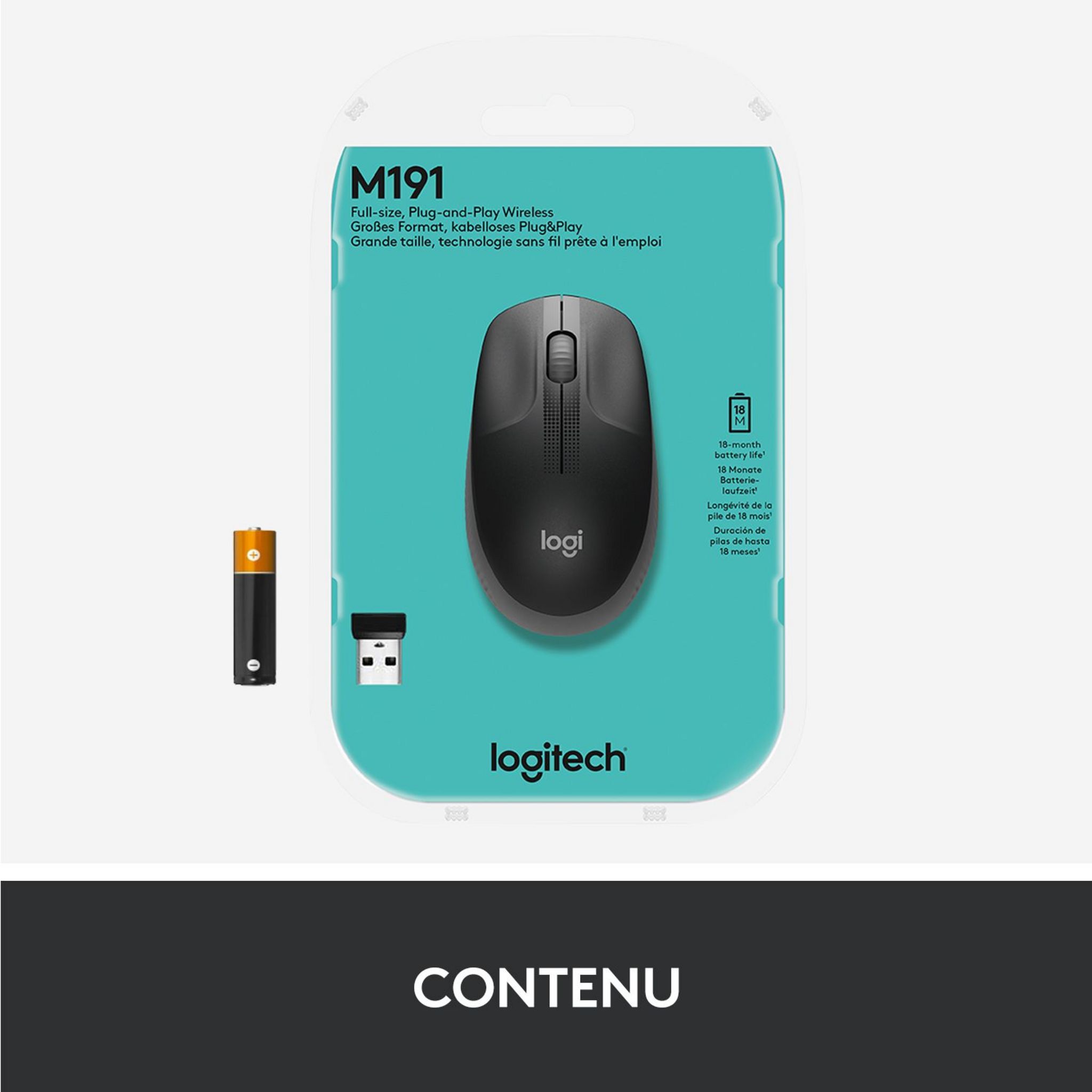 Voir la diapositive 4 : LOGITECH Souris SF M190 - Gris