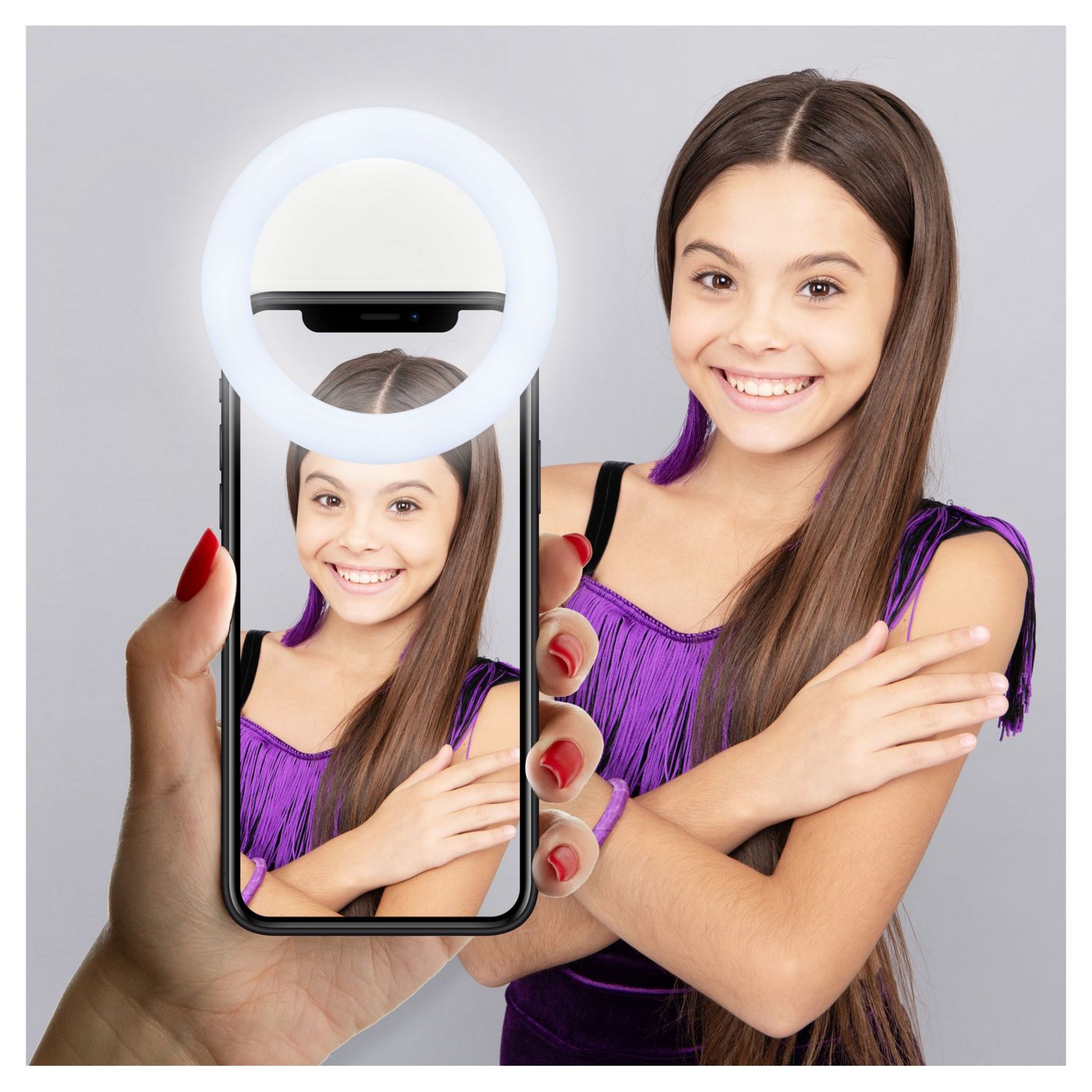 Voir la diapositive 3 : MYWAY Anneau lumineux Led Selfie blanc pour smartphone