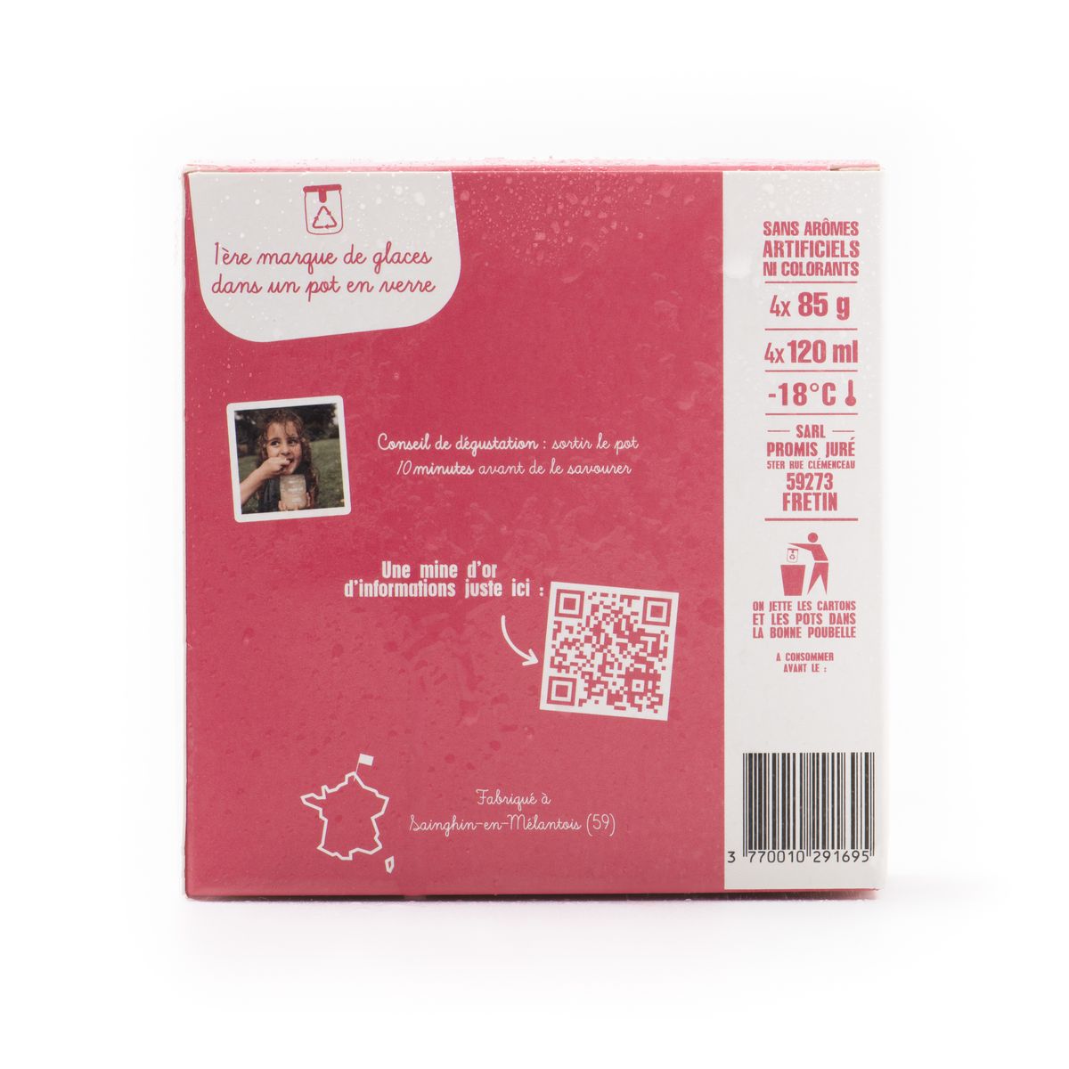 PROMIS JURE Mini pot crème glacée 4 parfums 4 pièces 480g