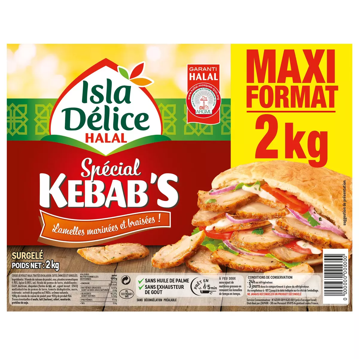 ISLA DELICE Special Kebab Volaille Halal 2kg