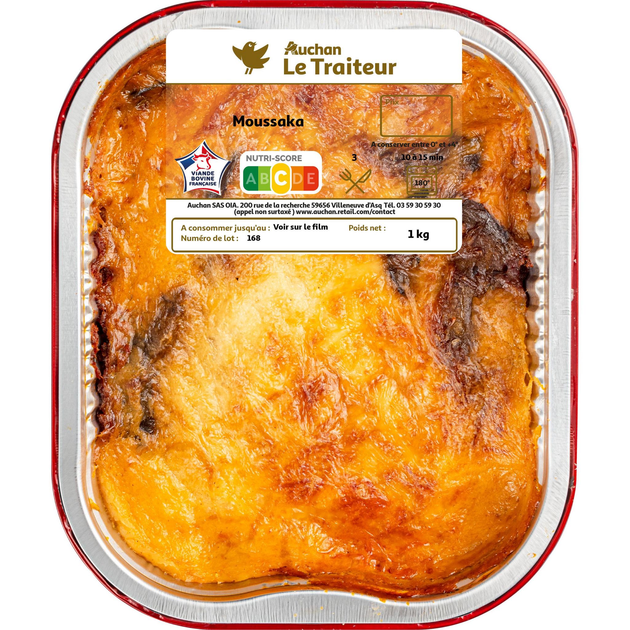 Voir la diapositive 2 : AUCHAN LE TRAITEUR Moussaka 1 part 350g