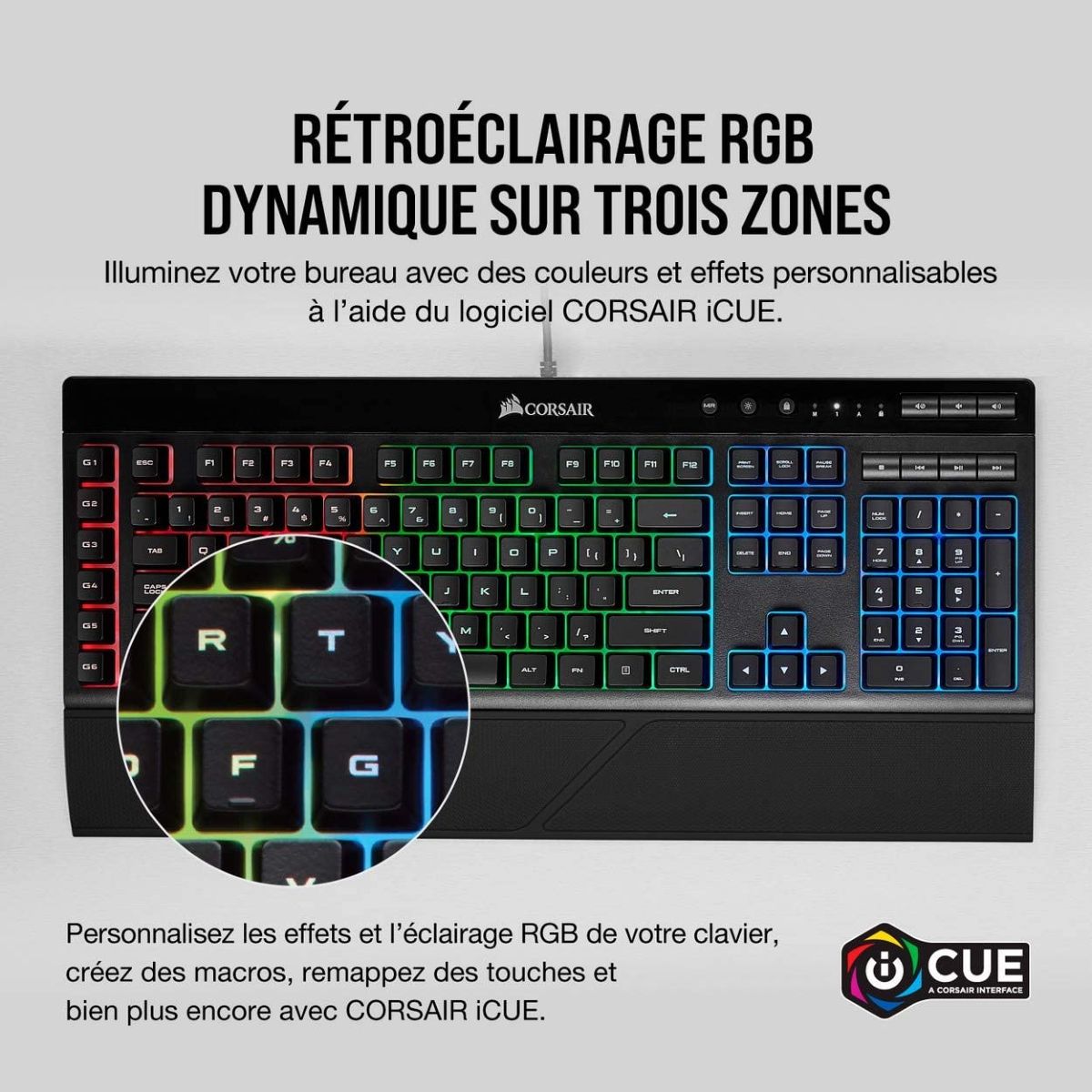 Voir la diapositive 5 : CORSAIR Clavier Gamer K55 PRO - Noir