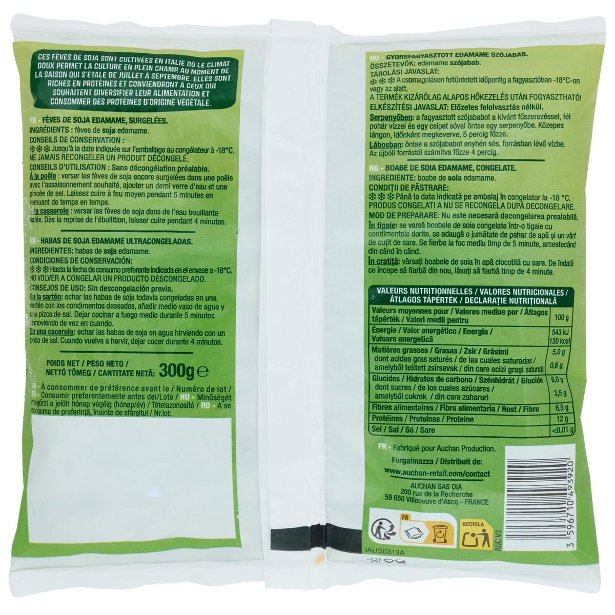 AUCHAN Fèves de soja edamame 300g