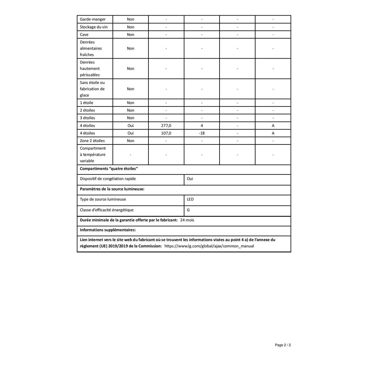 LG Réfrigérateur combiné GBB62DSJEC, 384 L, Froid ventilé No frost