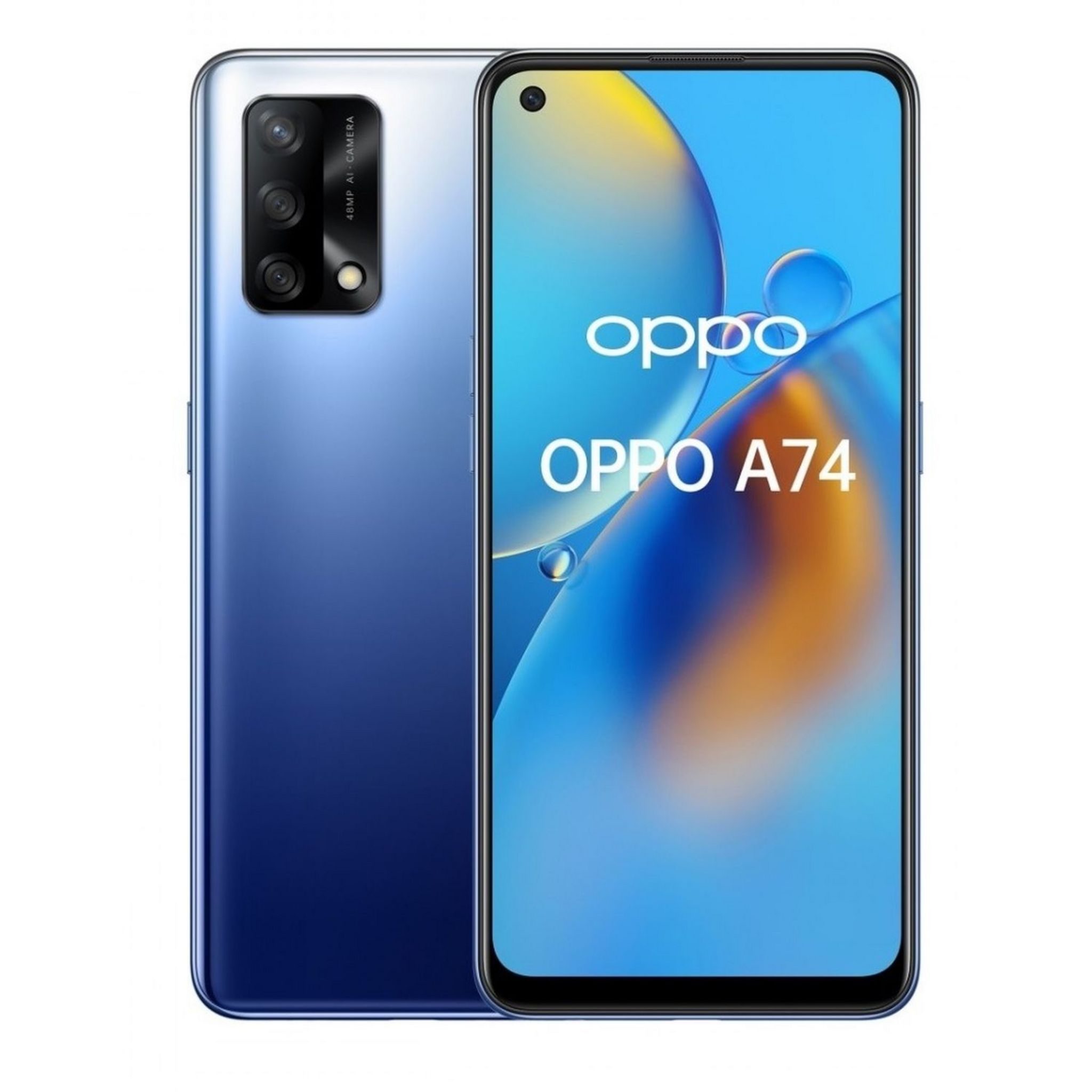 Voir la diapositive 1 : OPPO Smartphone A74  4G  128 Go  6.43 pouces  Bleu  Double NanoSim