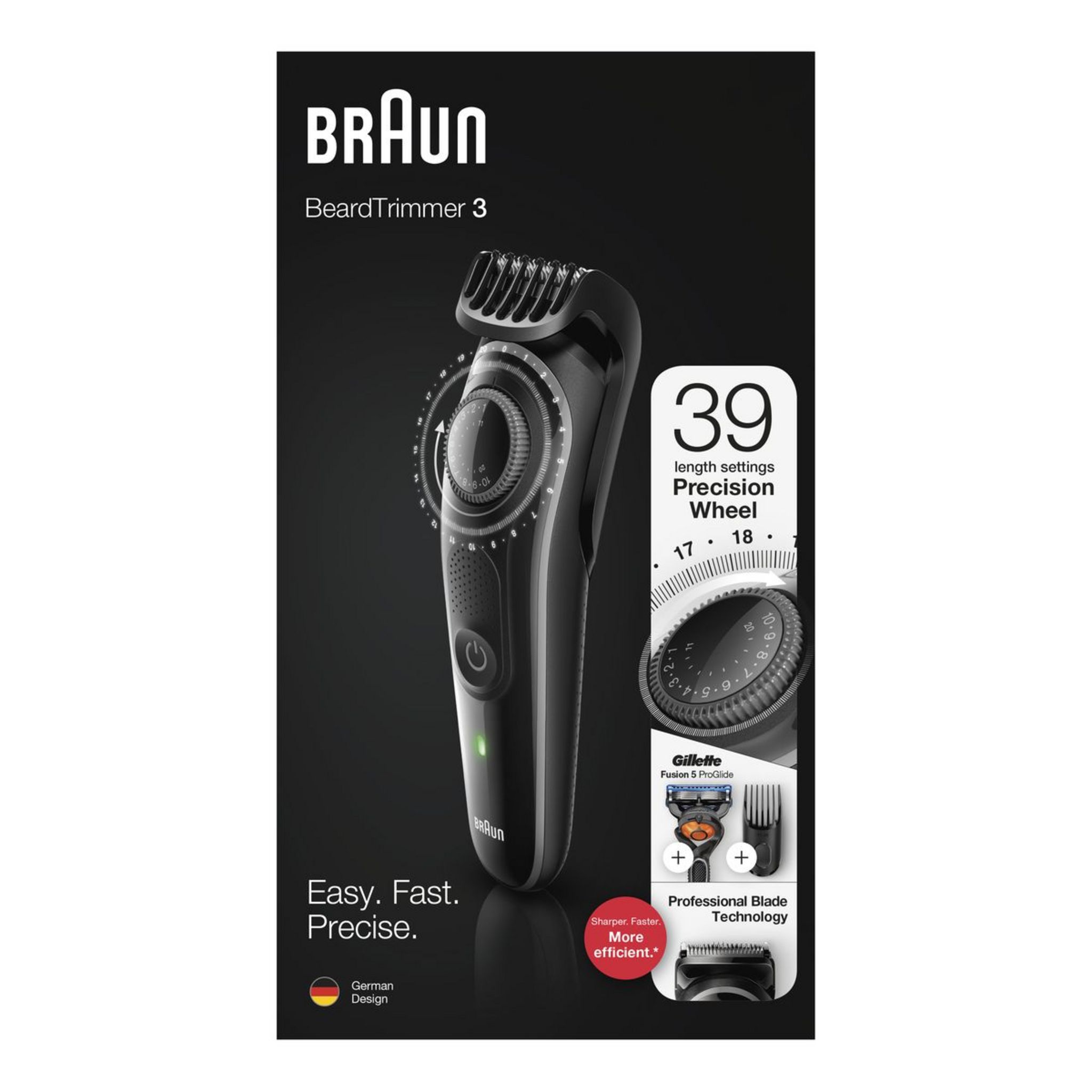 Voir la diapositive 2 : BRAUN Tondeuse barbe sans fil BT3242 - Noir