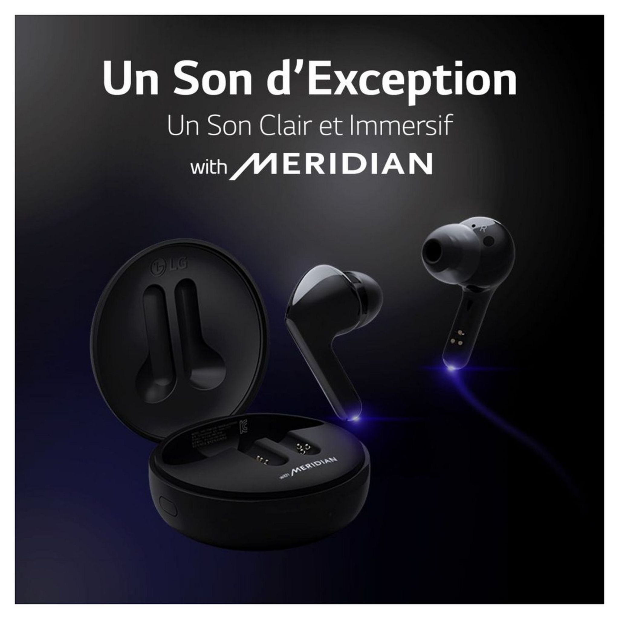 Voir la diapositive 5 : LG Écouteurs sans fil Bluetooth avec étui de charge - Noir - Tone Free with Meridian