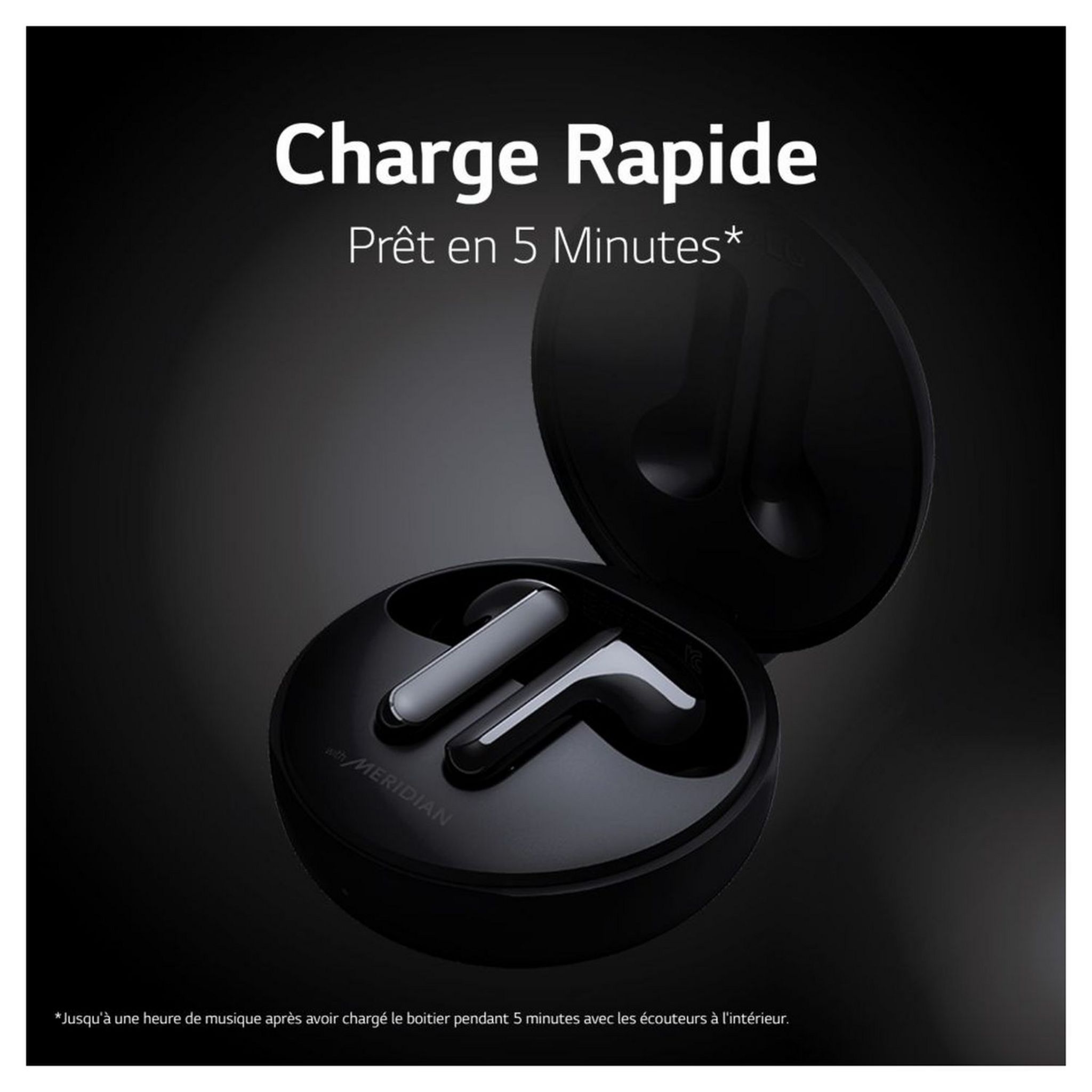 Voir la diapositive 6 : LG Écouteurs sans fil Bluetooth avec étui de charge - Noir - Tone Free with Meridian
