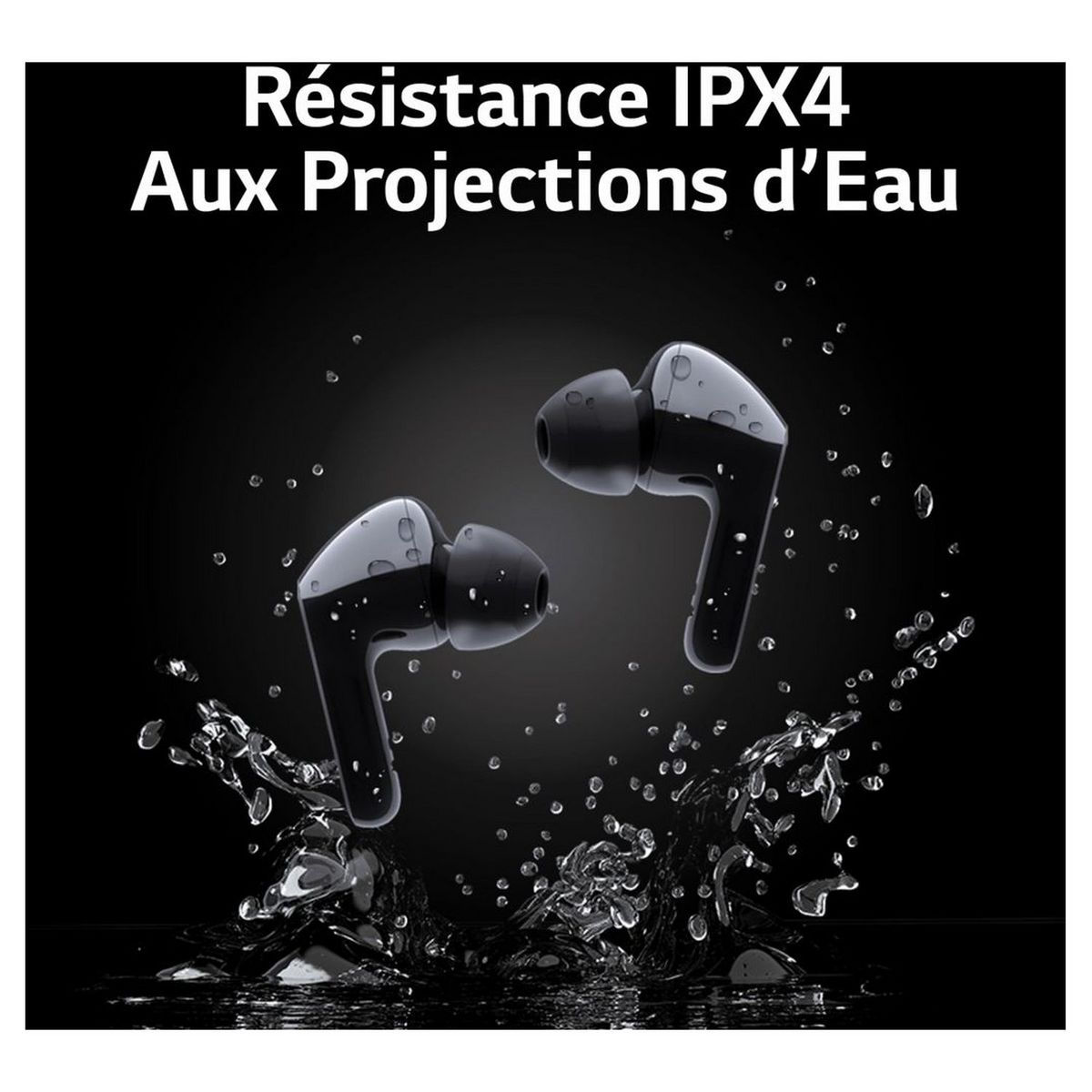 LG Écouteurs sans fil Bluetooth avec étui de charge - Noir - Tone Free with Meridian