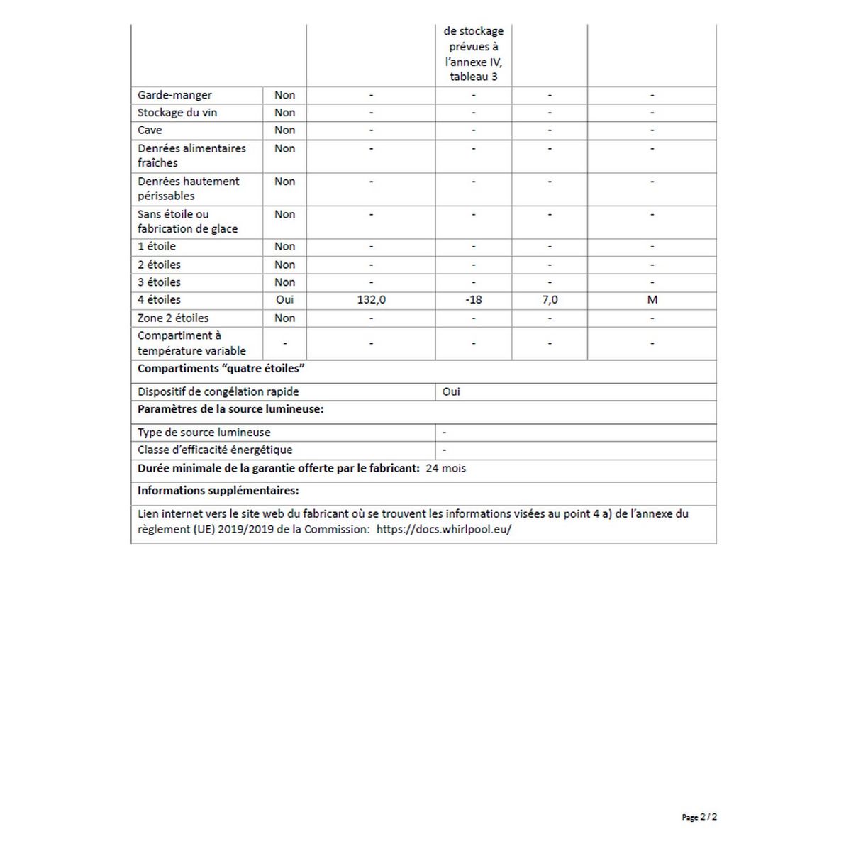 WHIRLPOOL Congélateur coffre WHS1421, 132 L, Froid statique