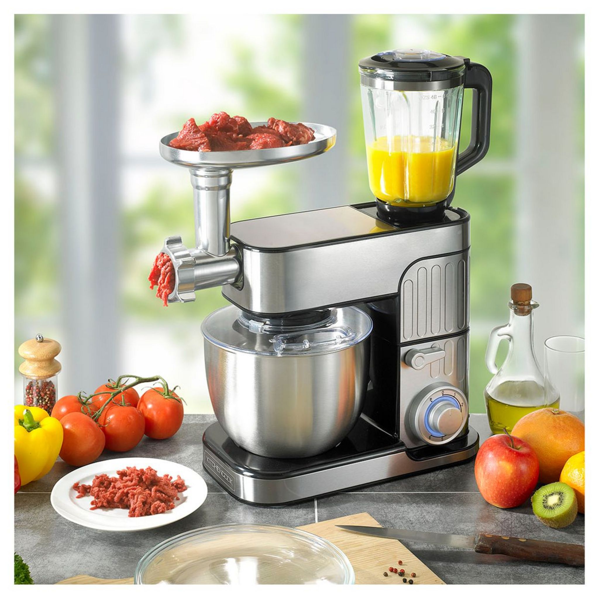 Voir la diapositive 15 : KITCHENCOOK Robot pâtissier multifonction 3 en 1 avec hachoir ANTARA - Inox