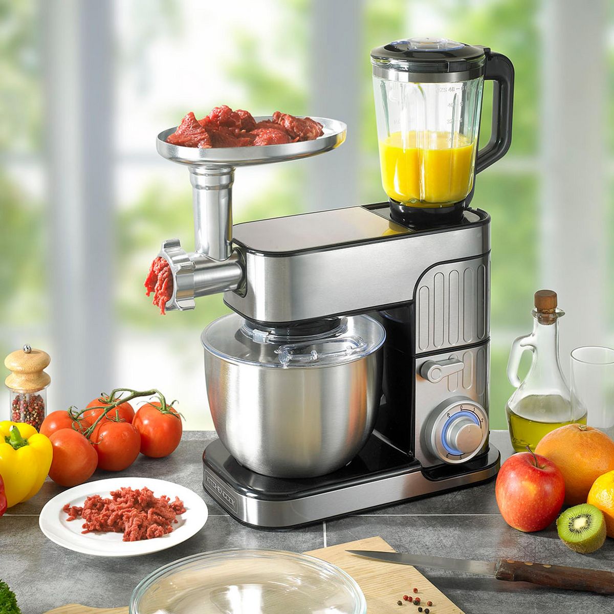 KITCHENCOOK Robot pâtissier multifonction 3 en 1 avec hachoir ANTARA - Inox