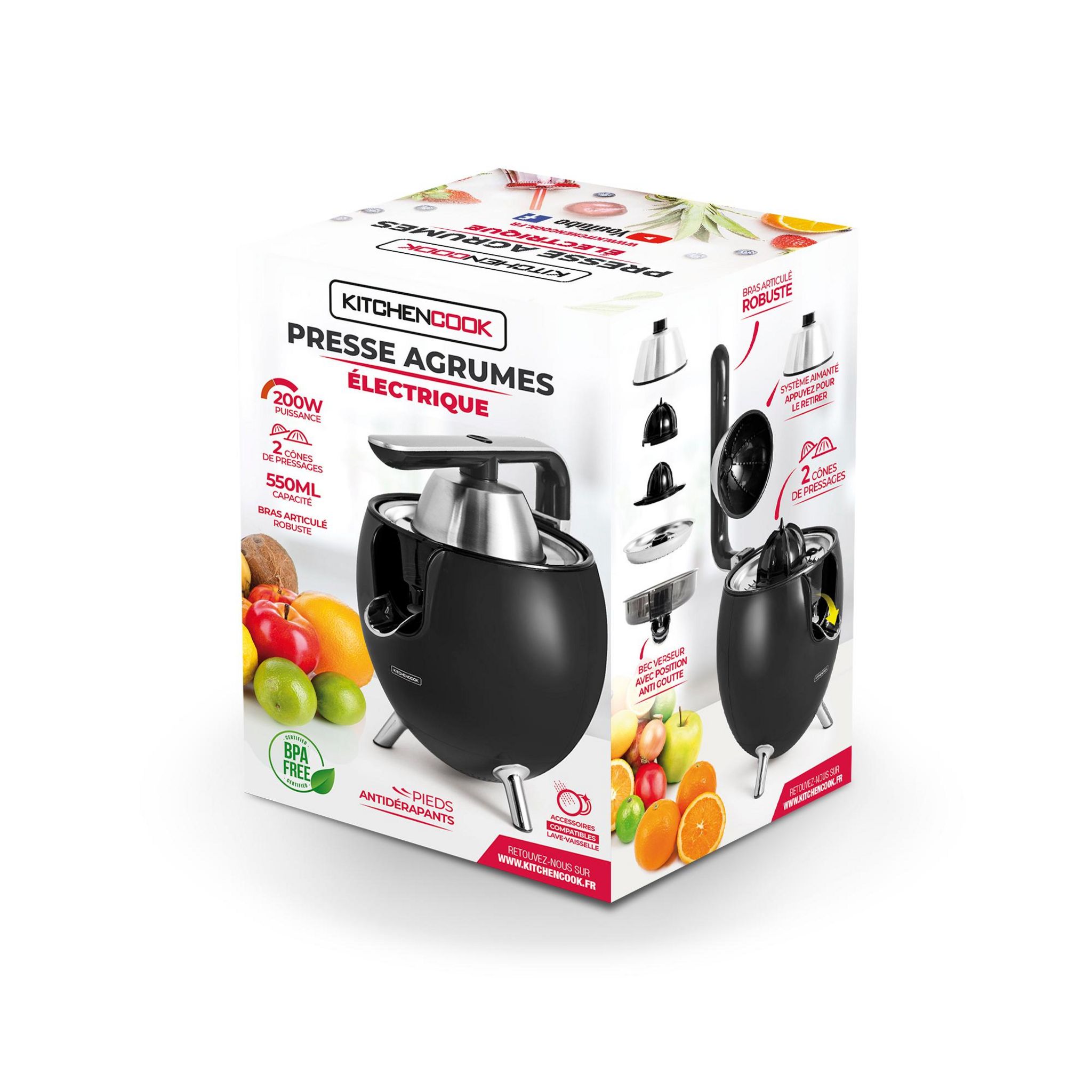 Voir la diapositive 9 : KITCHENCOOK Presse agrume électrique PRESS POD - Noir