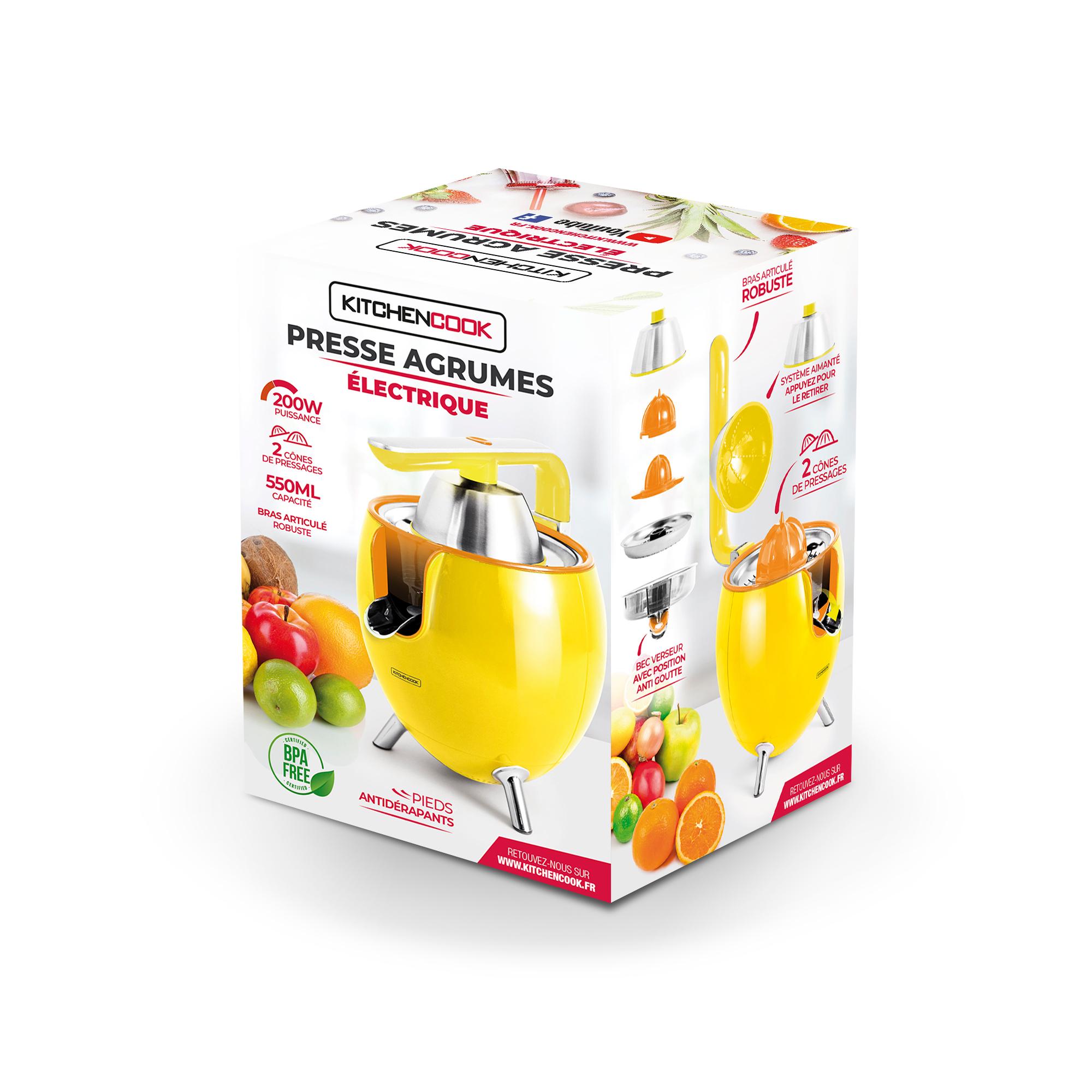 Voir la diapositive 8 : KITCHENCOOK Presse agrume électrique PRESSPOD - Jaune