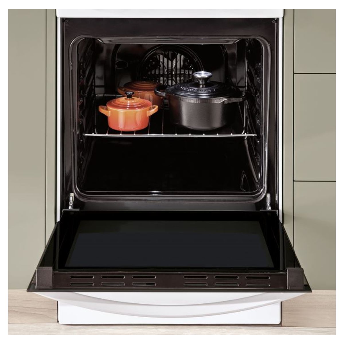 Voir la diapositive 2 : INDESIT Cuisinière mixte IS5M5PCW/F, 50 cm, 3 foyers à gaz, 1 électrique, Four multifonction, Nettoyage catalyse