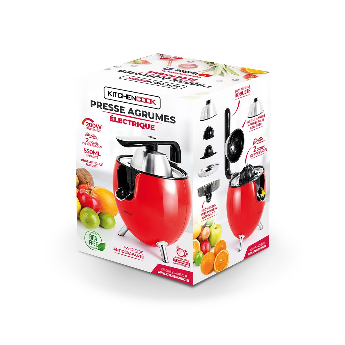 KITCHENCOOK Presse agrume électrique PRESSPOD - Rouge