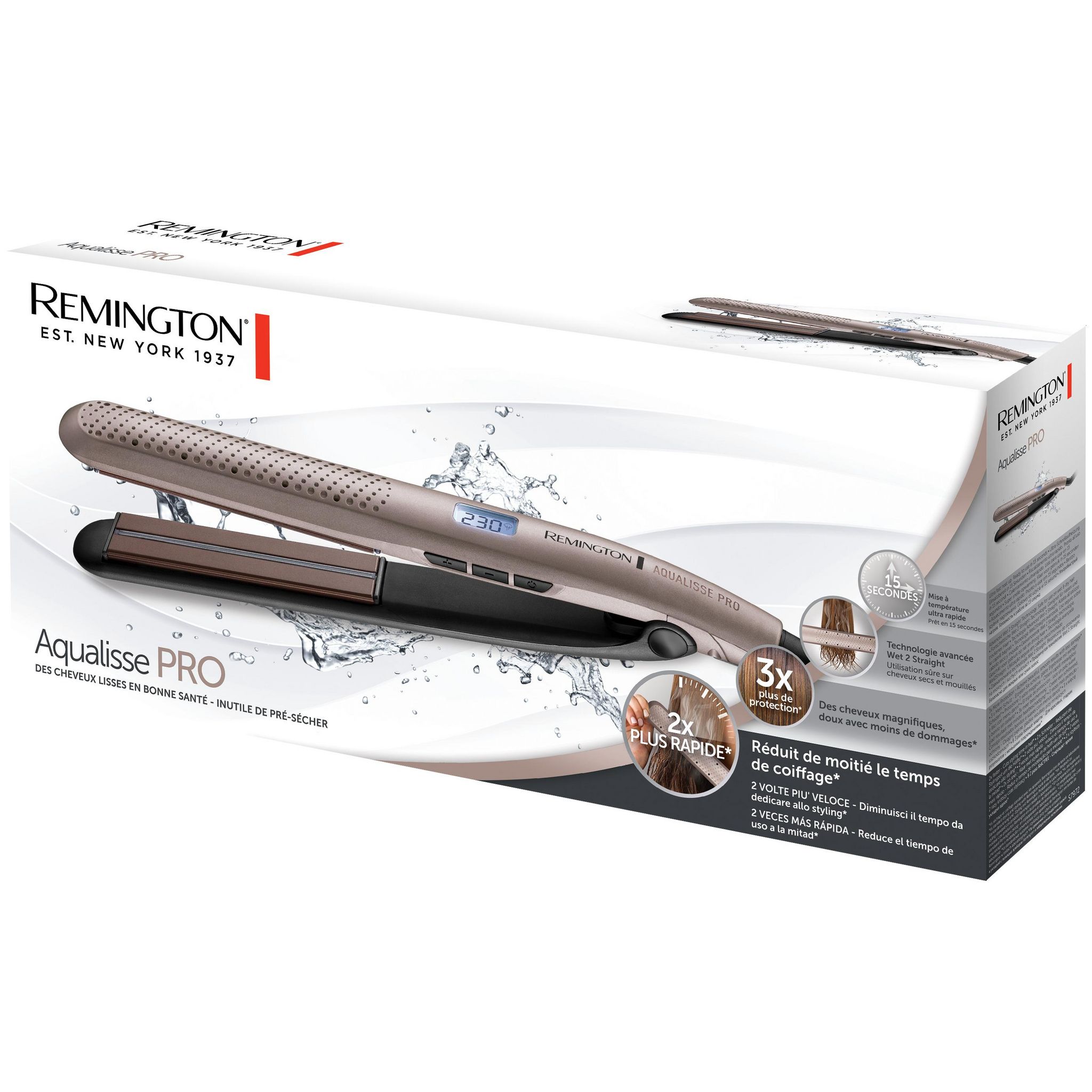 Voir la diapositive 2 : REMINGTON Lisseur séchant Aqualisse Pro S7972 - Bronze