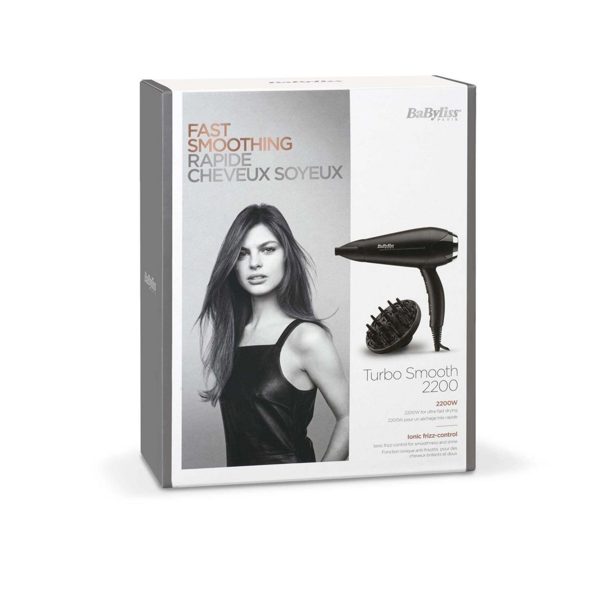 Voir la diapositive 2 : BABYLISS Sèche cheveux avec diffuseur fonction ionique D572DE - Noir