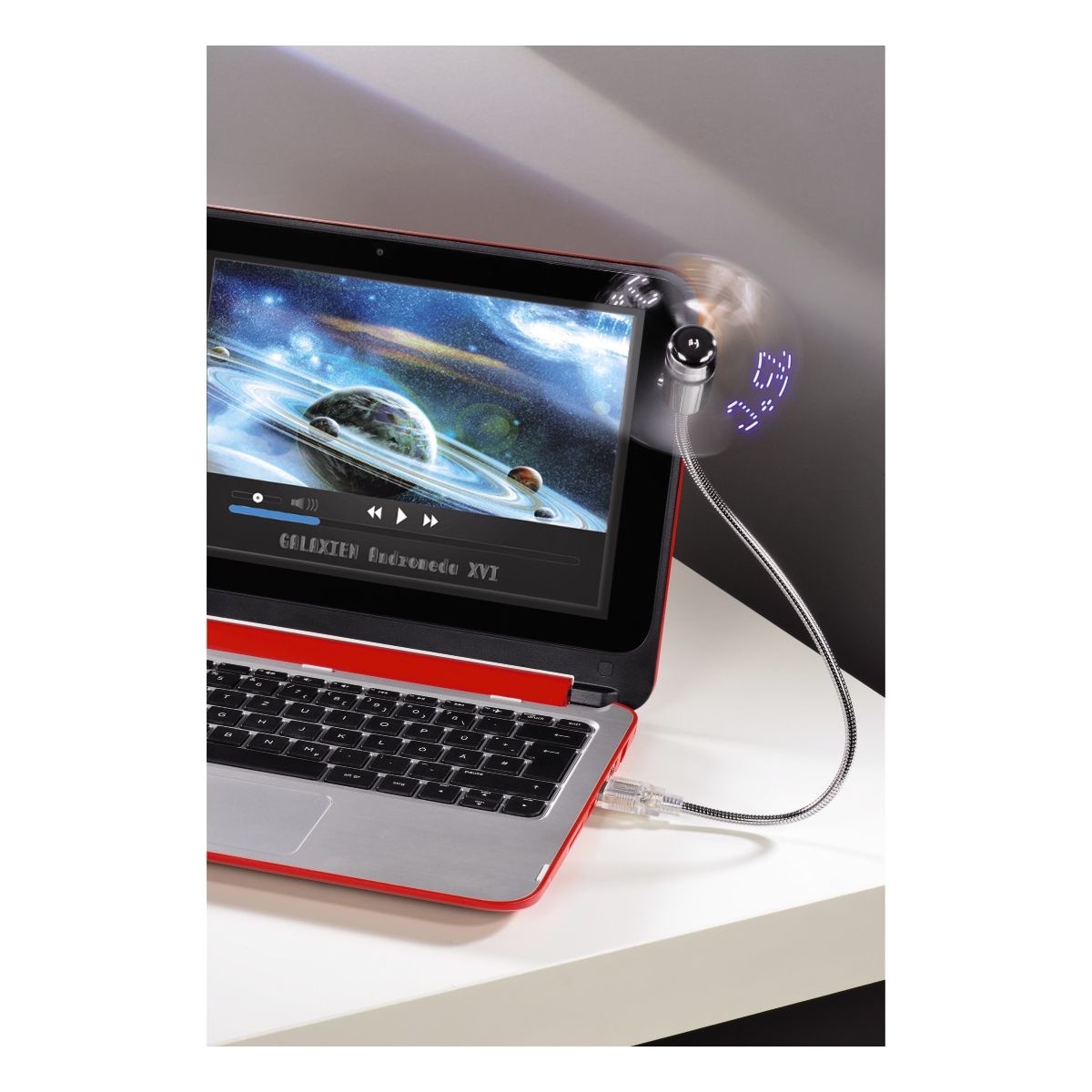 Voir la diapositive 2 : HAMA Ventilateur USB TEMPERATURE - Argent