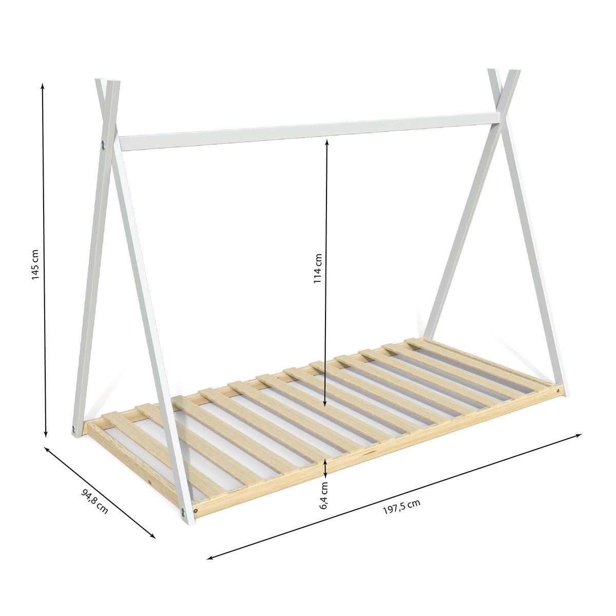 Lit cabane enfant  90 x 190 cm avec sommier APACHE