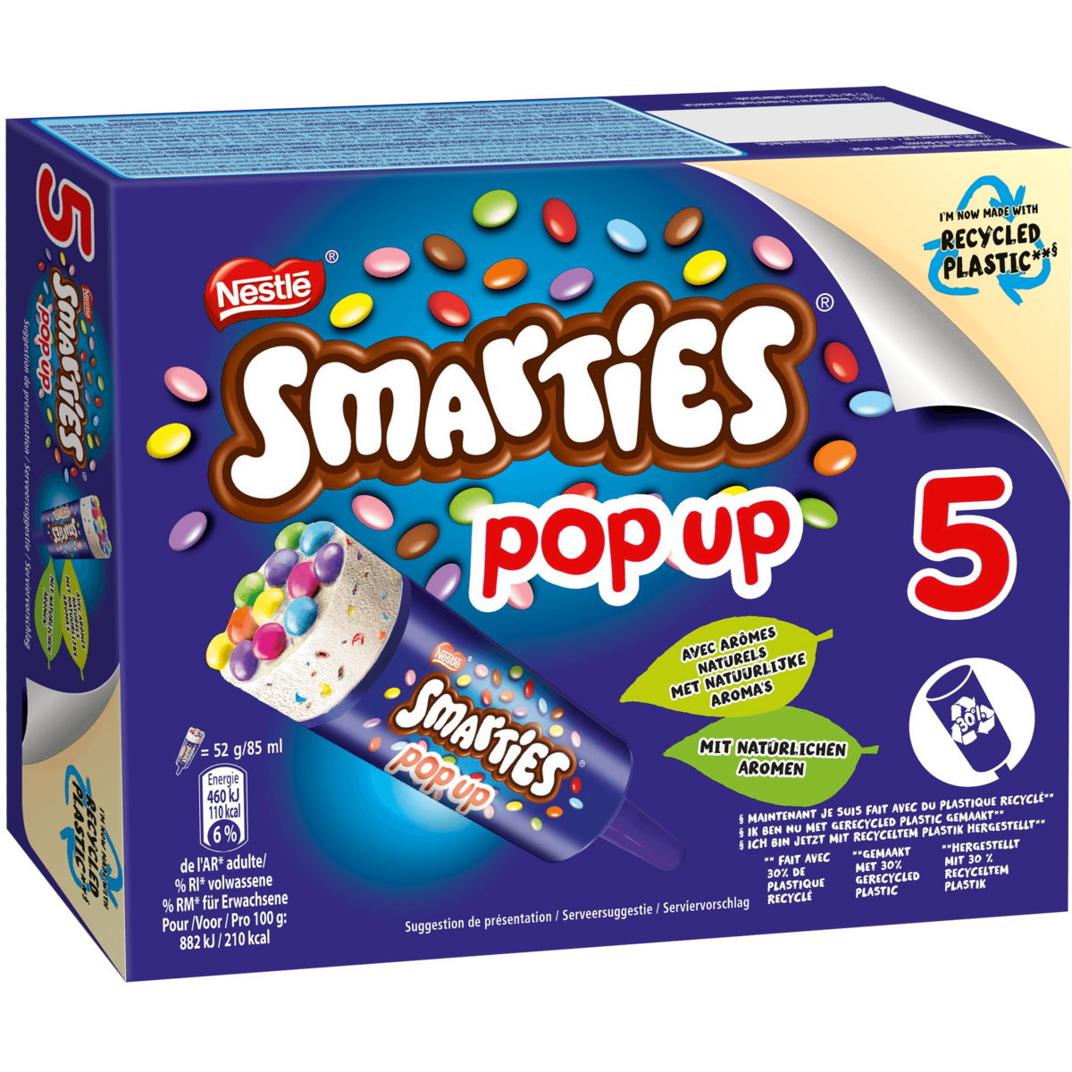SMARTIES Bâtonnet glacé à la vanille avec des éclats de smarties 5 pièces 260g