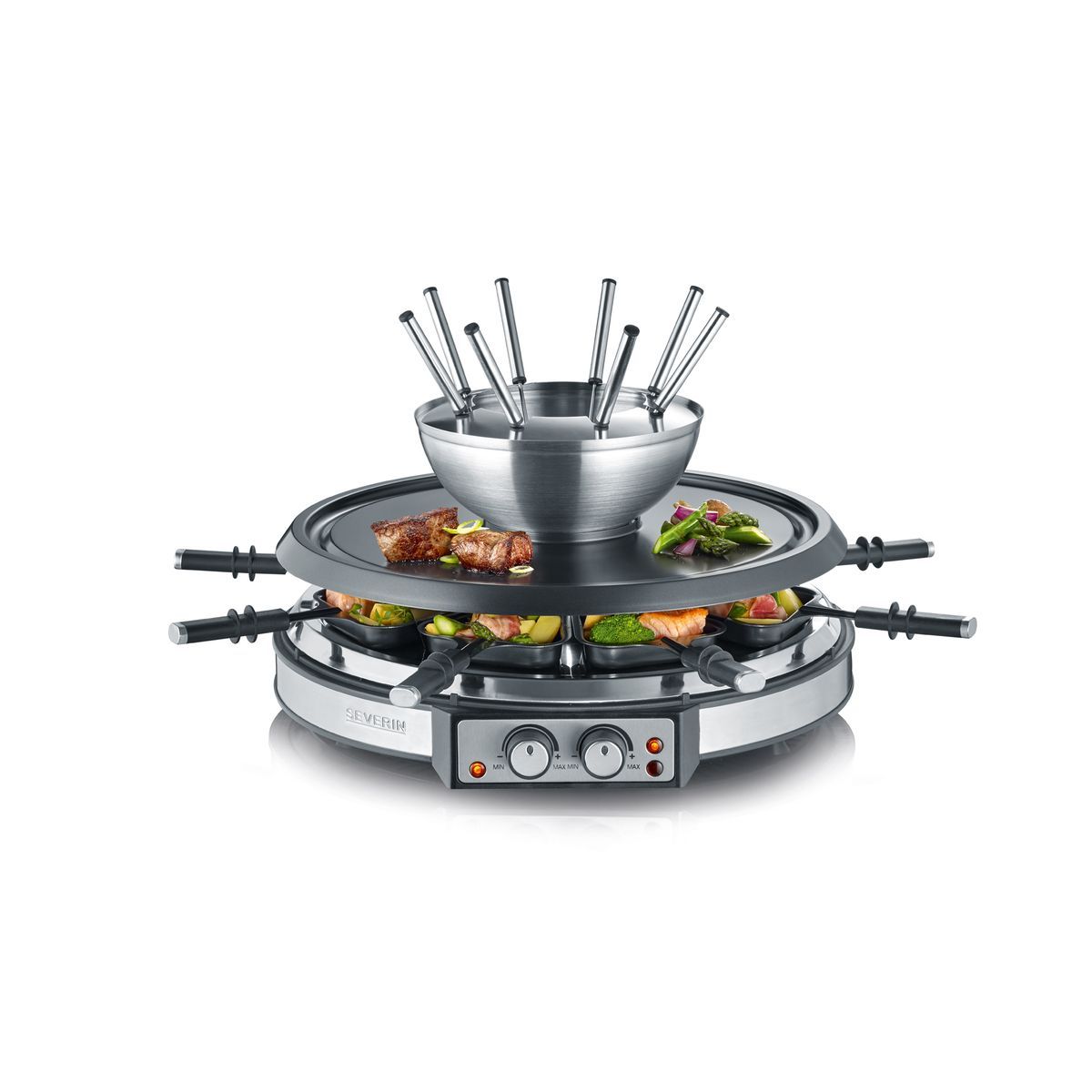 SEVERIN Appareil à raclette / fondue 8 personnes RG 9948 - Inox brossé