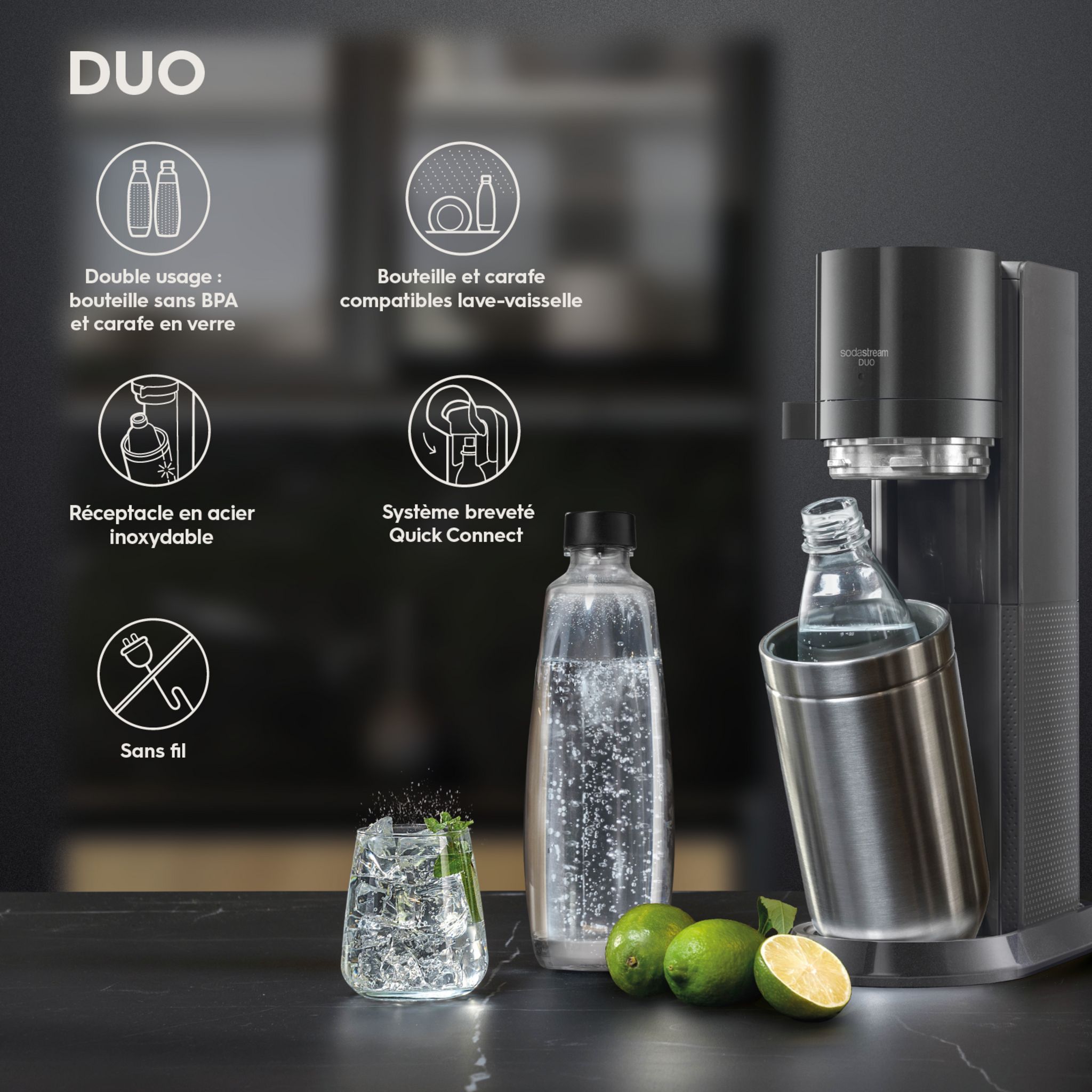 Voir la diapositive 5 : SODASTREAM Machine de gazéification DUO - Noir