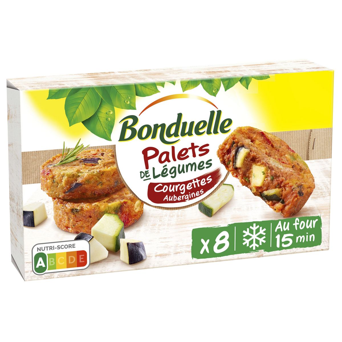 BONDUELLE Palets de légumes courgettes et aubergines 8 pièces 380g