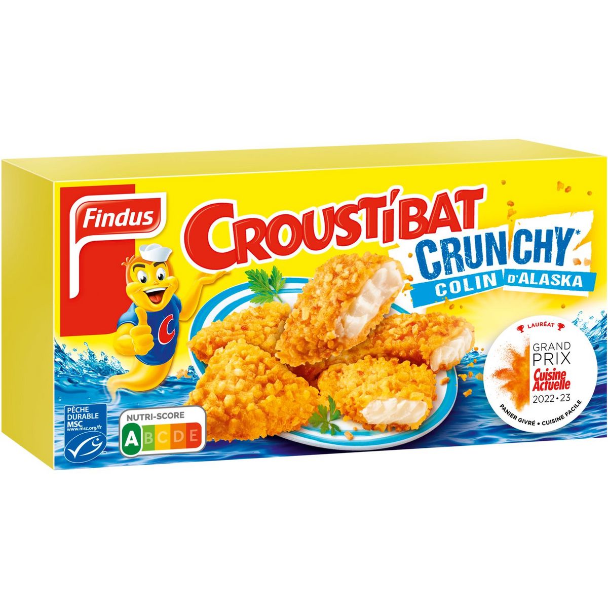 FINDUS Croustibat crunchy colin d'Alaska MSC enrobage en pommes de terre croustillant 6 bâtonnets 300g