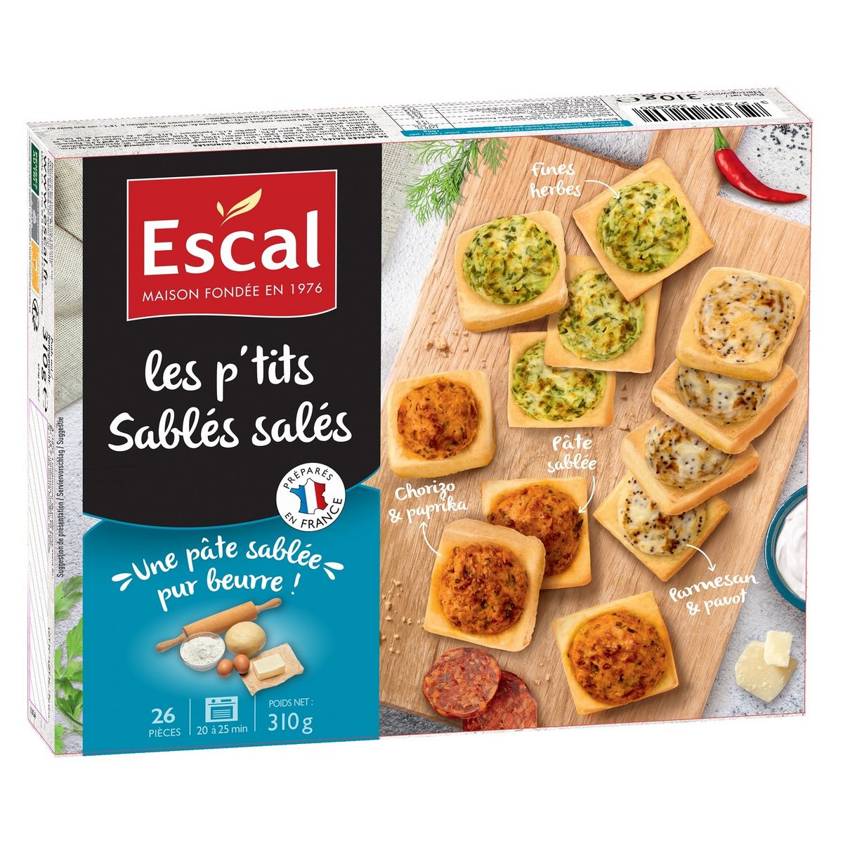 ESCAL Petits sablés salés 26 pièces 310g