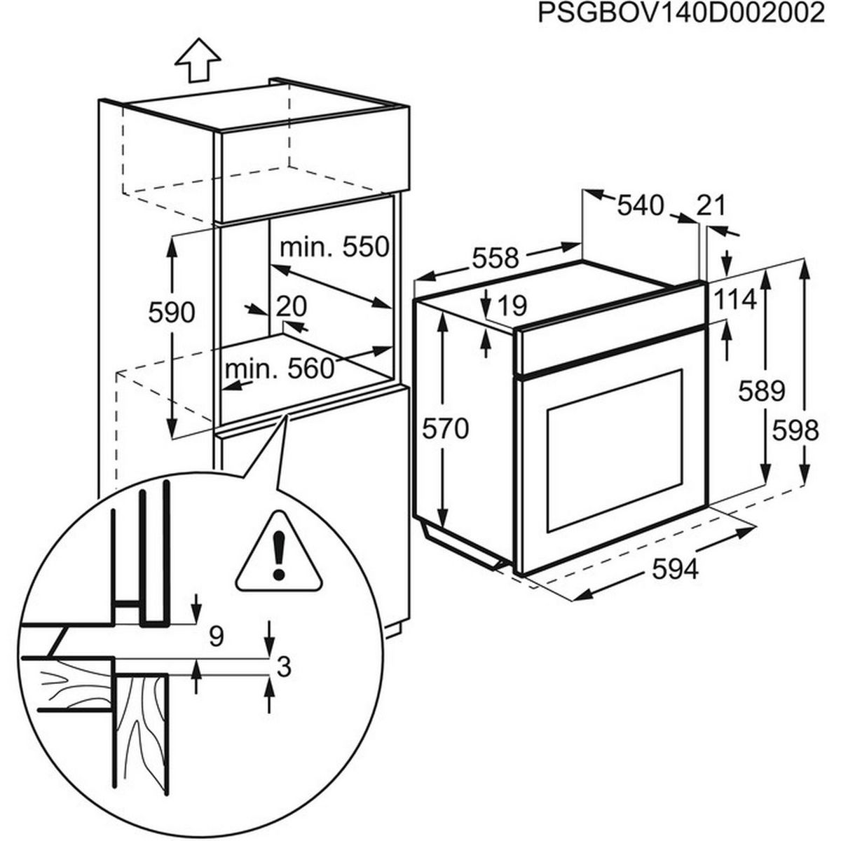 FAURE Four encastrable FZP37901XU, 57 L, Multifonction, Chaleur tournante pulsée, Nettoyage pyrolyse