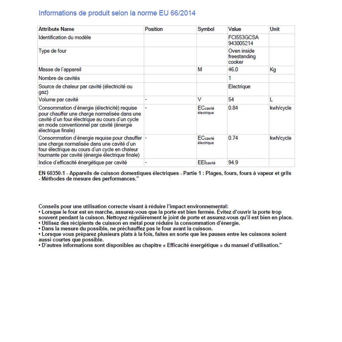 FAURE Cuisinière induction FCI553GCSA, 50 cm, 3 foyers induction, Four multifonction