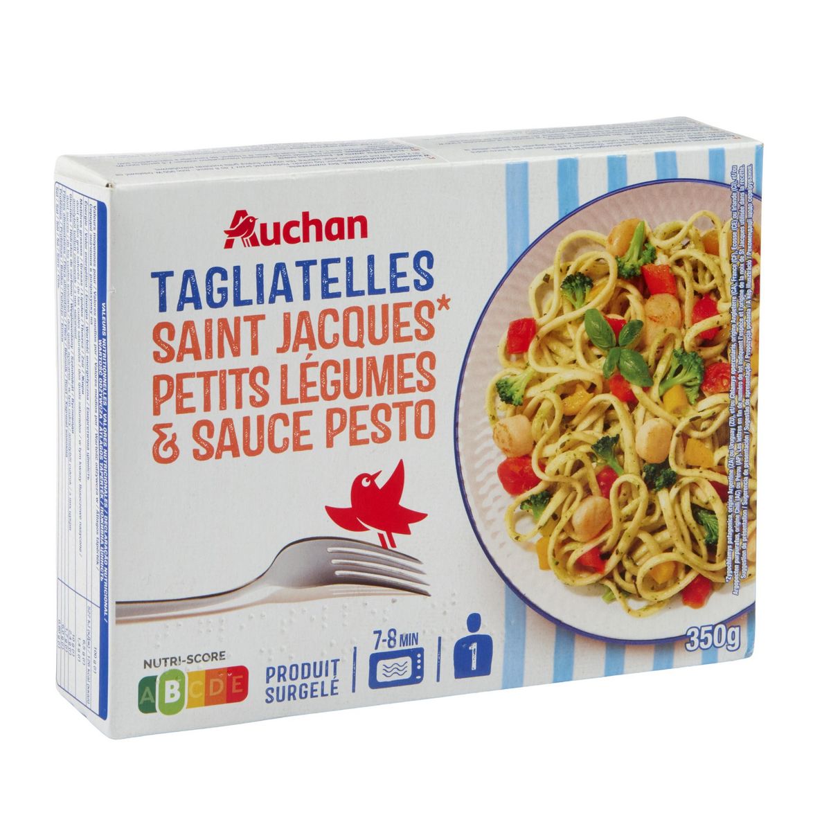 AUCHAN Tagliatelles noix de St Jacques et ses petits légumes sauce pesto 1 portion 350g