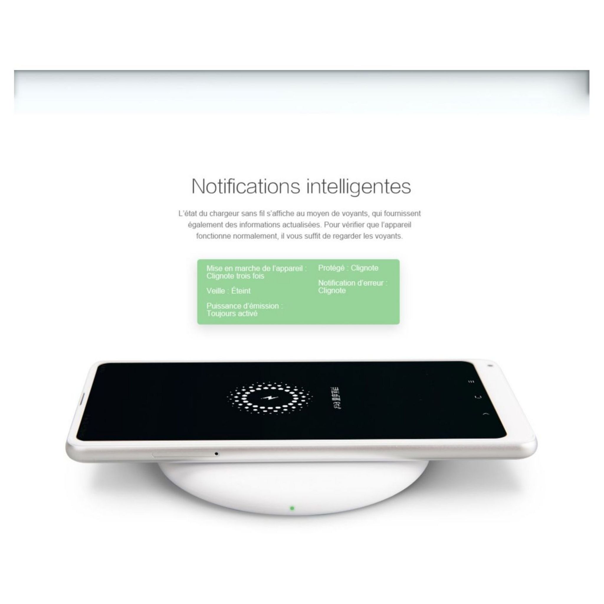 Voir la diapositive 2 : XIAOMI Chargeur sans fil à induction Mi pour smartphone - Blanc