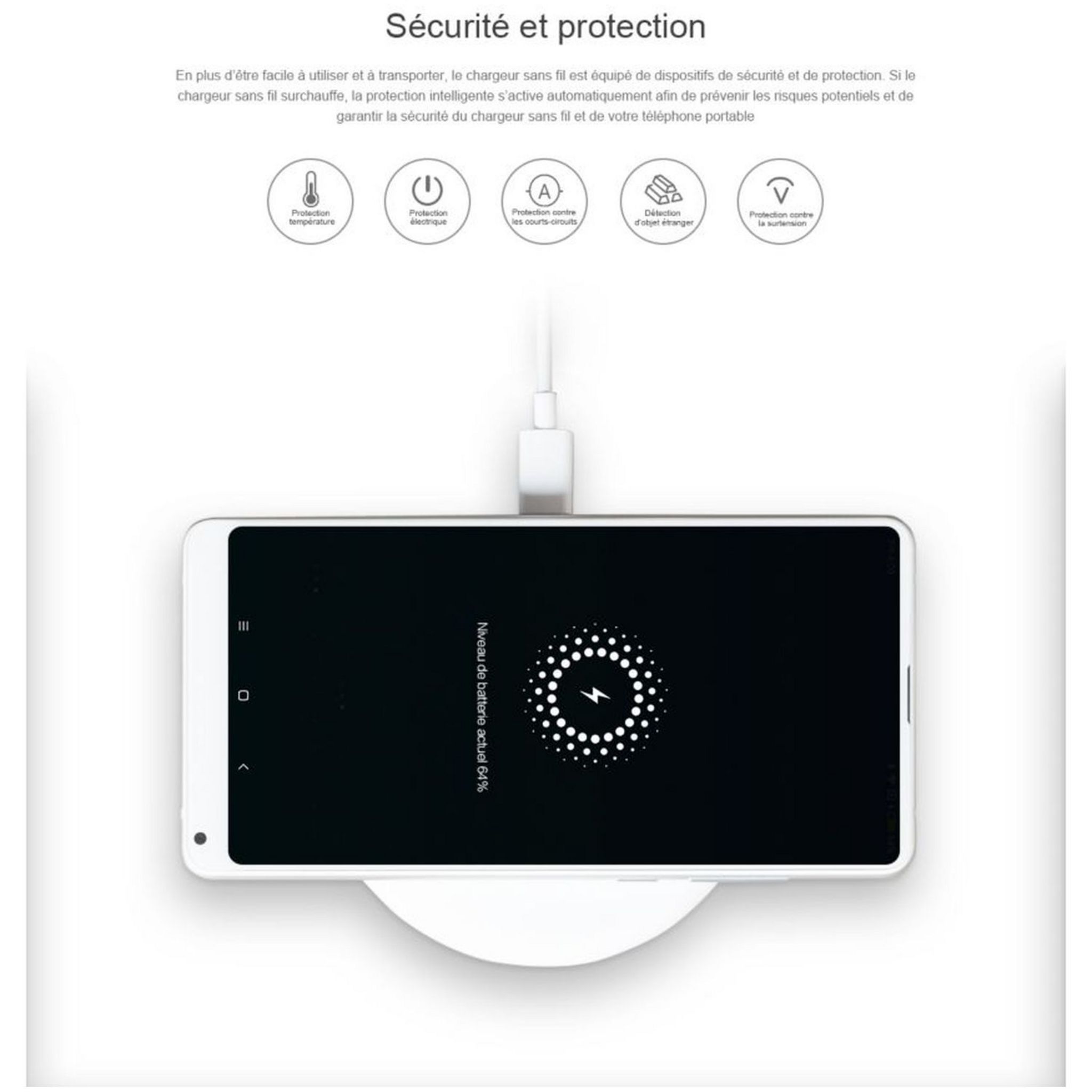 Voir la diapositive 3 : XIAOMI Chargeur sans fil à induction Mi pour smartphone - Blanc