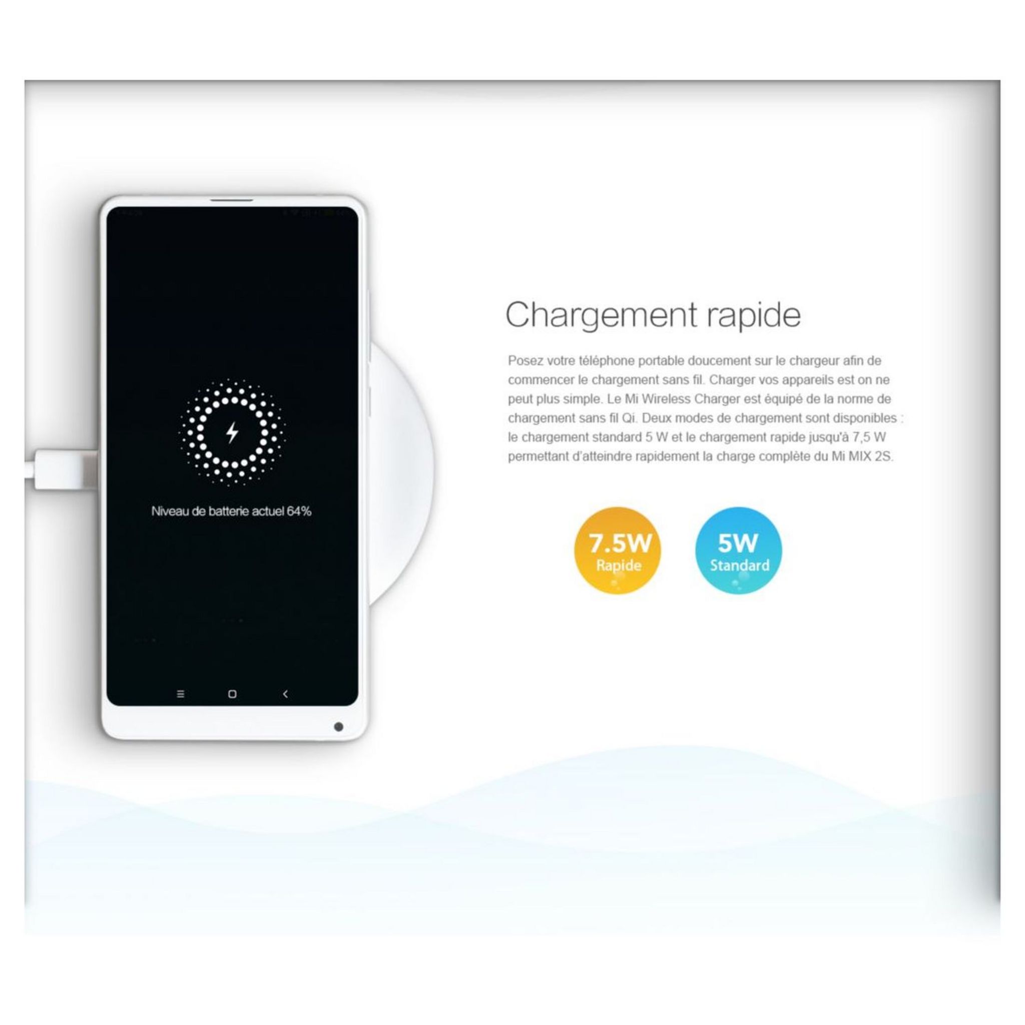 Voir la diapositive 4 : XIAOMI Chargeur sans fil à induction Mi pour smartphone - Blanc