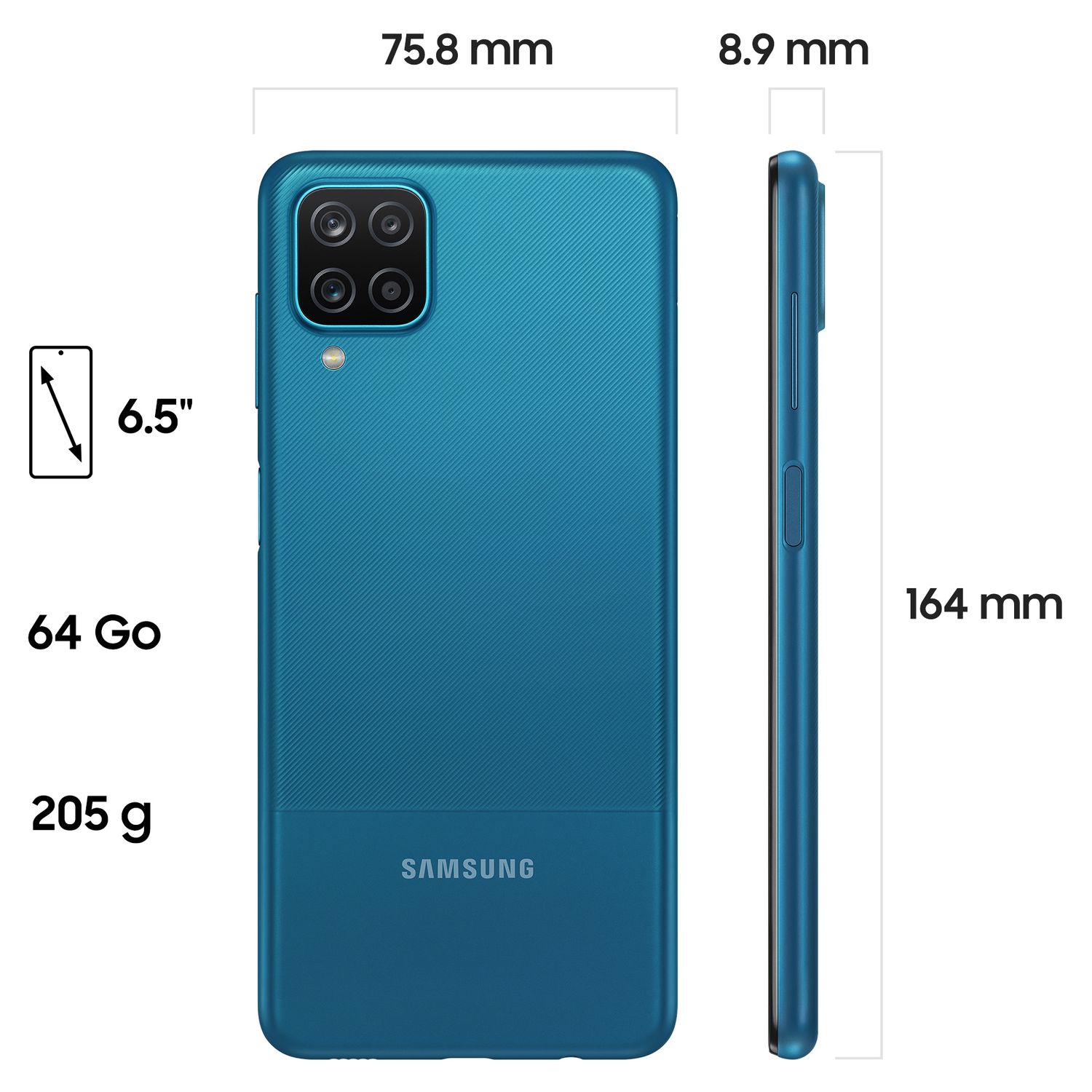 Voir la diapositive 4 : SAMSUNG Smartphone Galaxy A12  Bleu