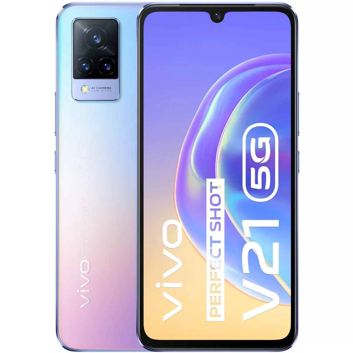 VIVO Smartphone V21  5G  128 Go  6.44 pouces  Bleu clair  Double Nano Sim