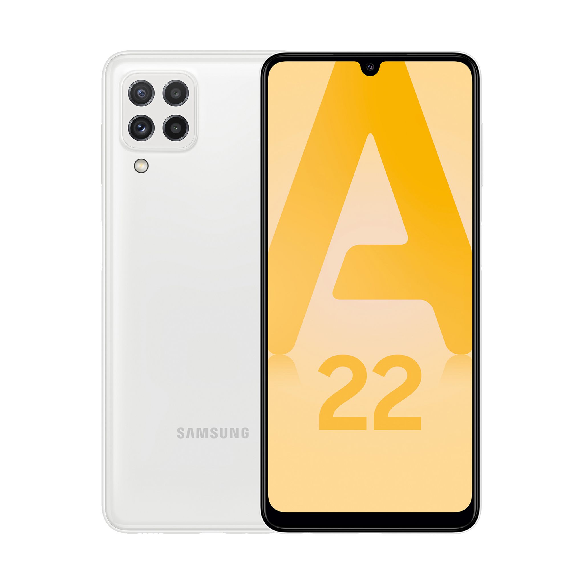 Voir la diapositive 1 : SAMSUNG Smartphone Galaxy A22  4G  64 Go  6.4 pouces  Blanc  Double Nano Sim