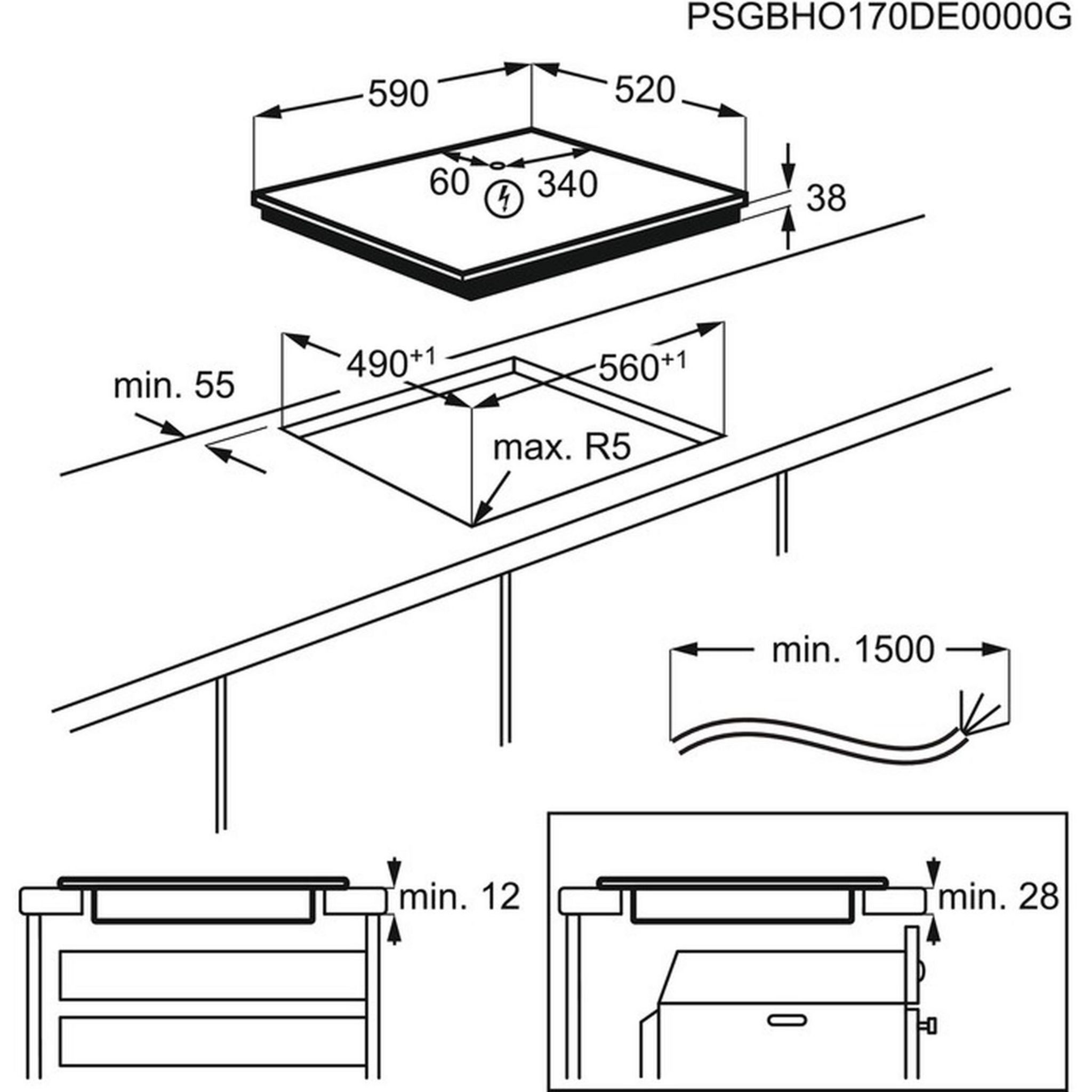 Voir la diapositive 7 : ELECTROLUX Table de cuisson vitrocéramique encastrable EHF6547FOK, 56 cm, 4 foyers