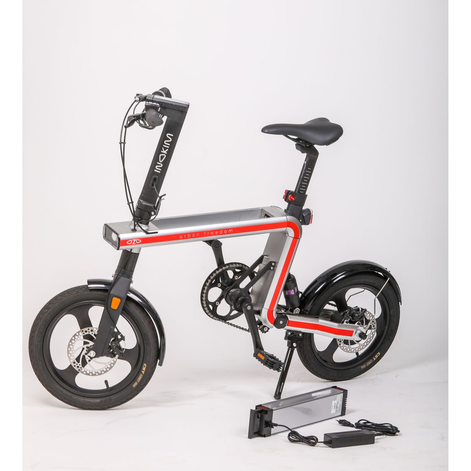 Voir la diapositive 3 : INOKIM Vélo électrique pliable Ozo-E Super - Gris/noir/rouge