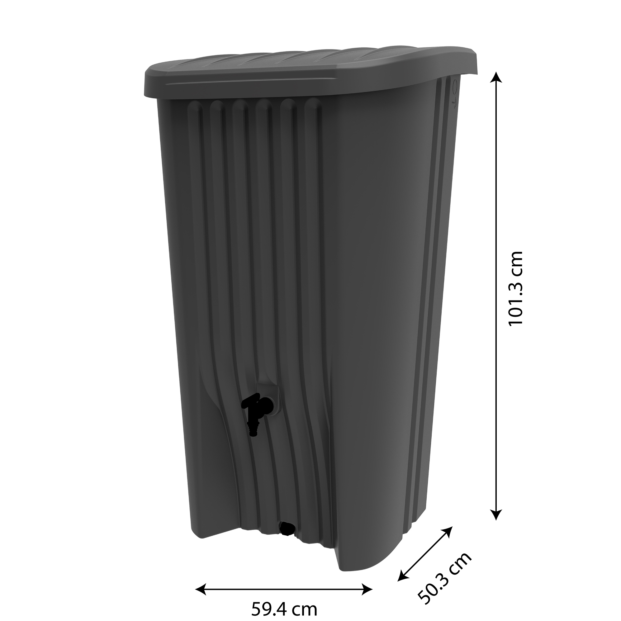 Voir la diapositive 2 : EDA PLASTIQUES Récupérateur d'eau Anthracite - 150L - RECUP DECO
